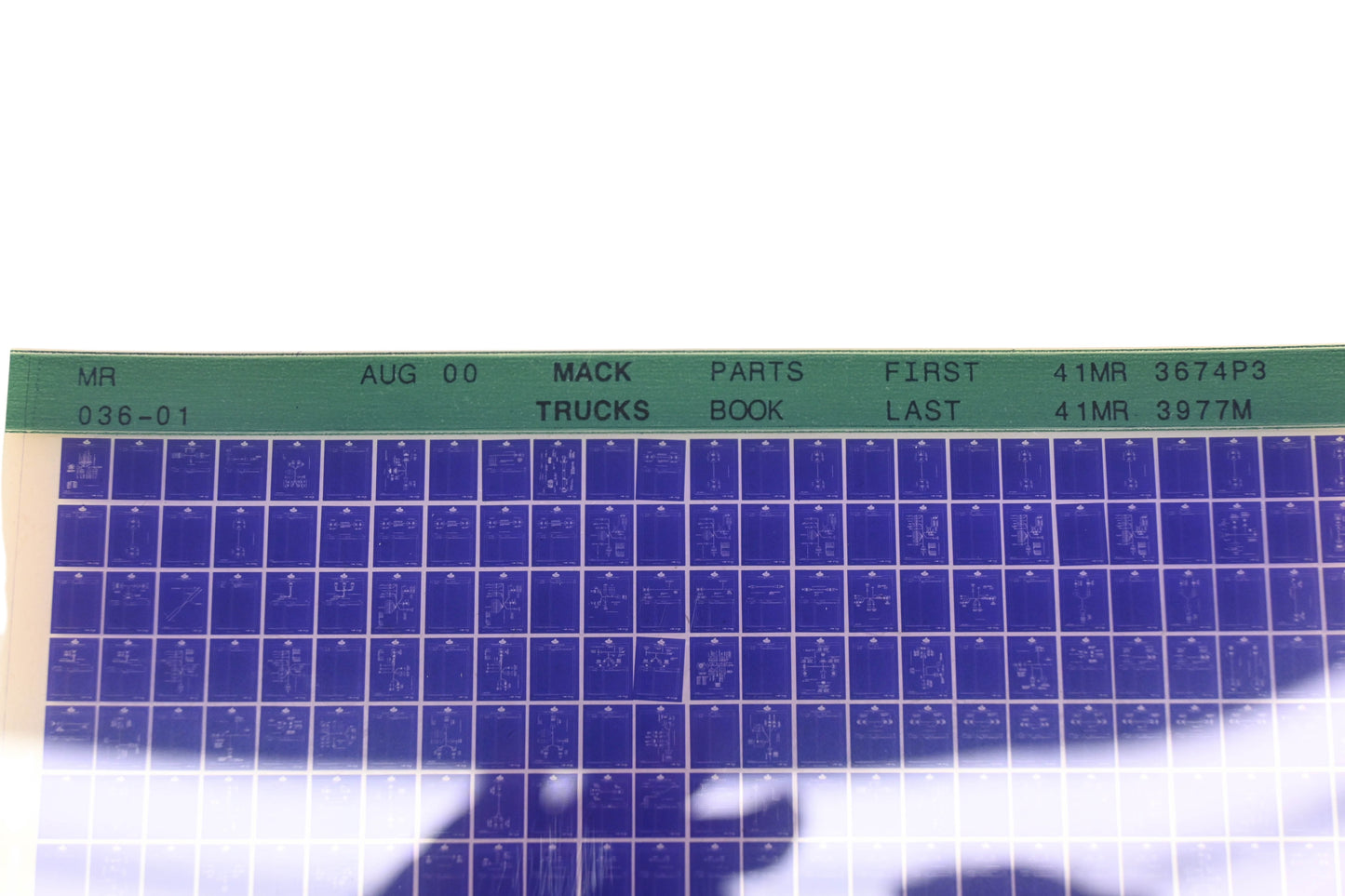 Mack MR036-01 Parts Book 41MR3674P3 - 41MR3977M Microfiche NOS