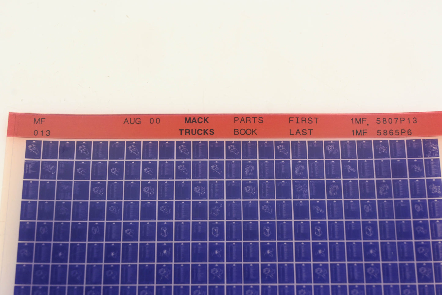 Mack MF013 Parts Book 1MF5807P13 - 1MF5865P6 Microfiche NOS