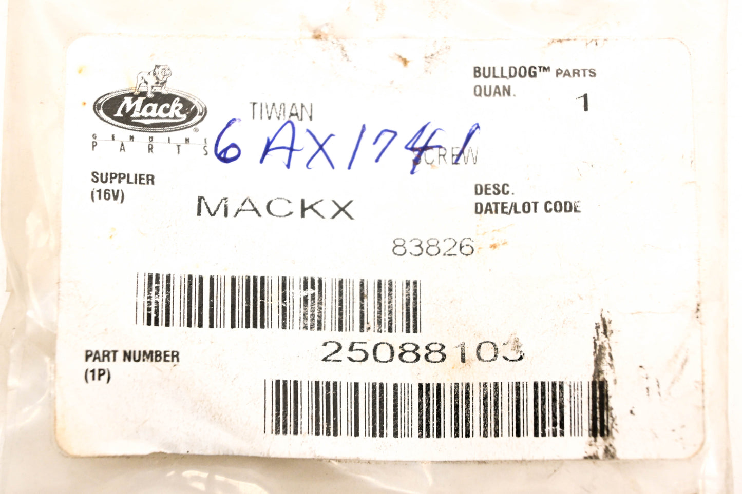 Mack 25088103, 6AX1741 Socket Head Screw NOS