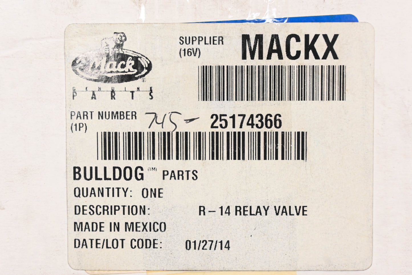 Mack 745-25174366, 25174366 Bendix R-14 Relay Valve NOS