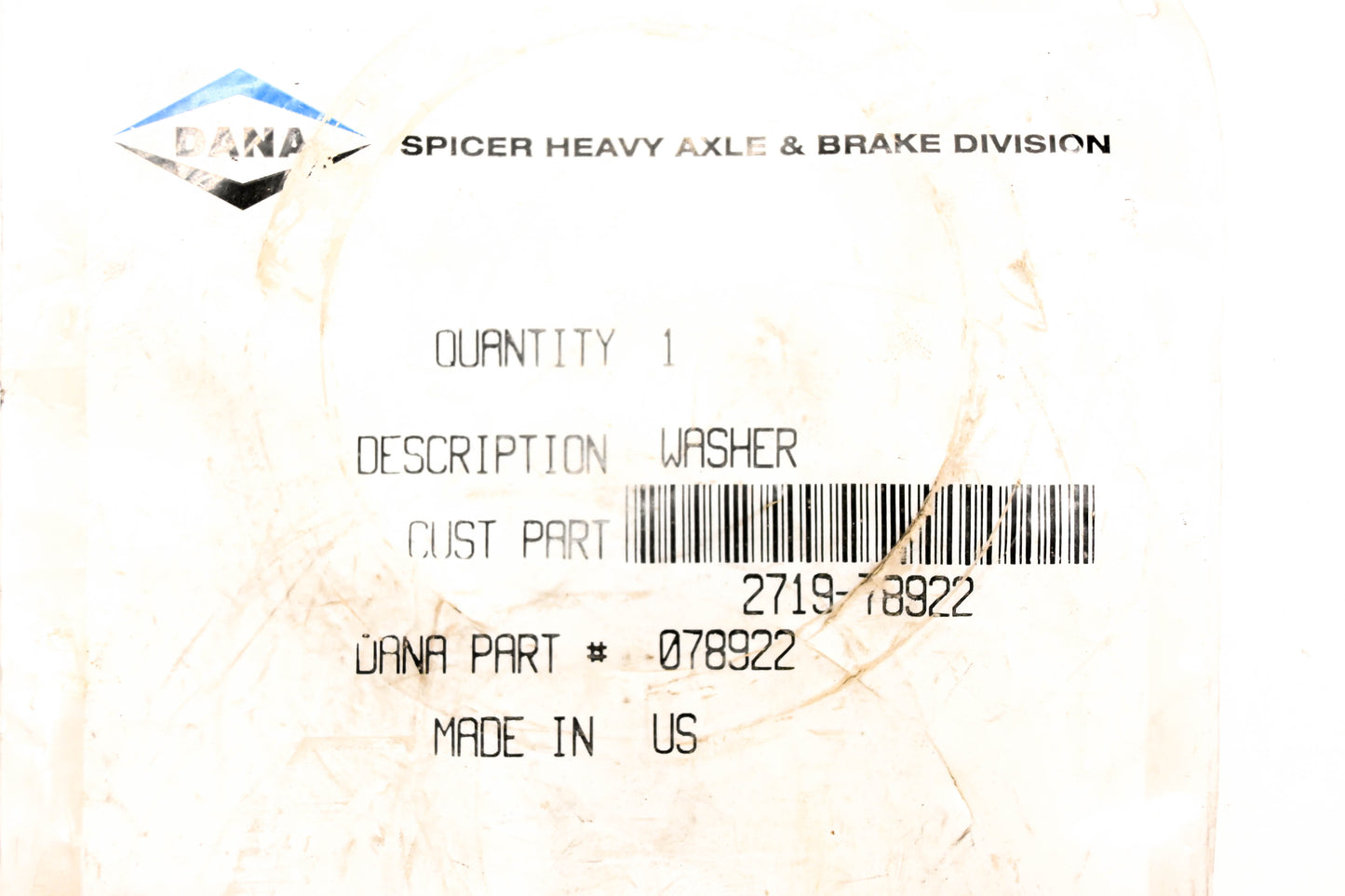 Dana 078922, 2719-78922 Mack Washer NOS