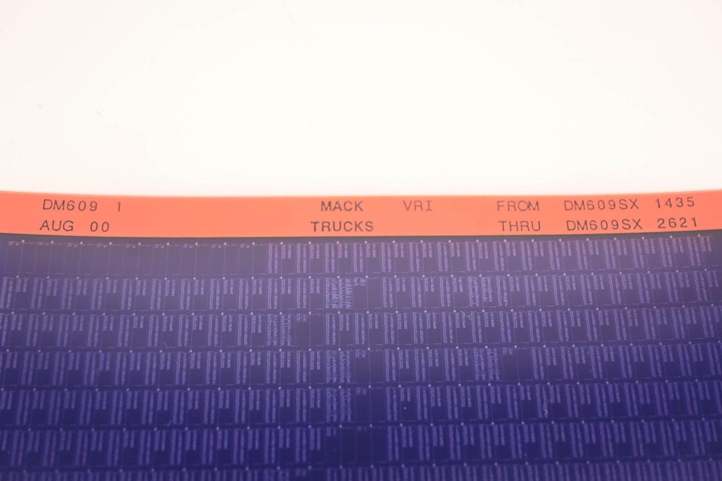 Mack DM609 1 DM609SX1435 - DM609SX2621 VRI Microfiche NOS