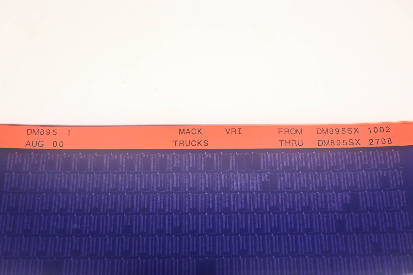 Mack DM895 1 DM895SX1002 - DM895SX2708 VRI Microfiche NOS