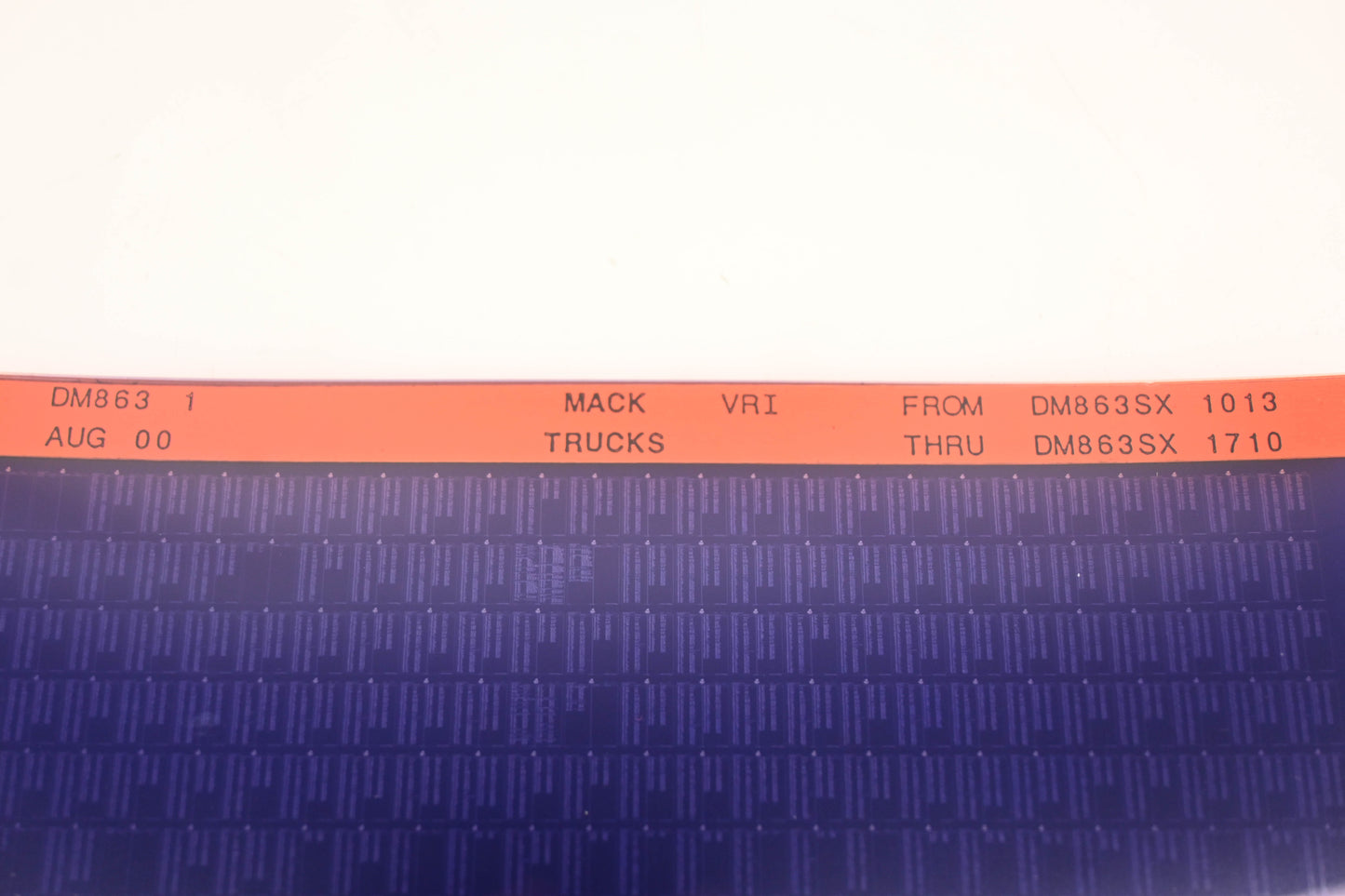 Mack DM863 1 DM863SX1013 - DM863SX1710 VRI Microfiche NOS