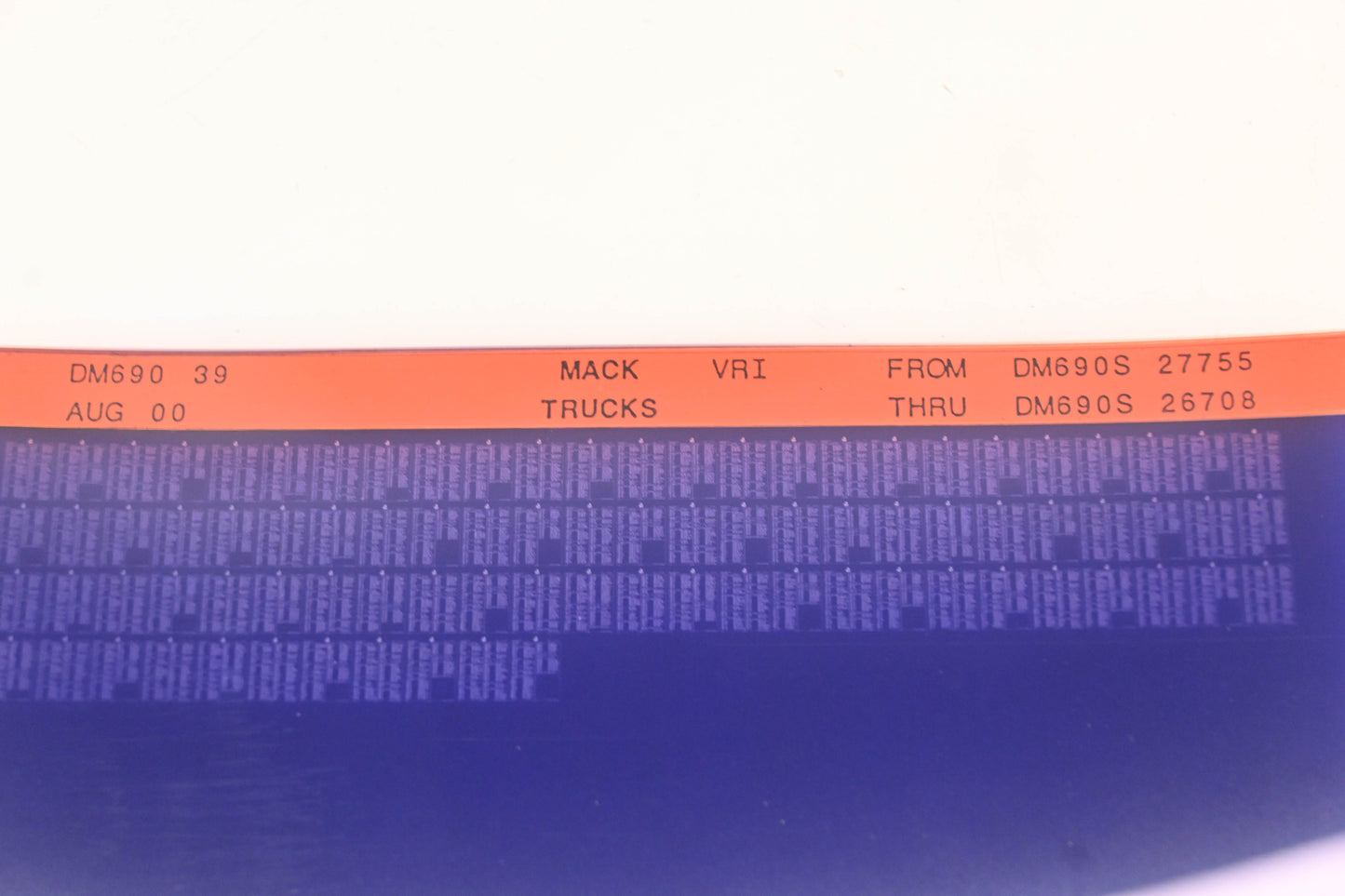 Mack DM690 39 DM690S27755 - DM690S26708 VRI Microfiche NOS