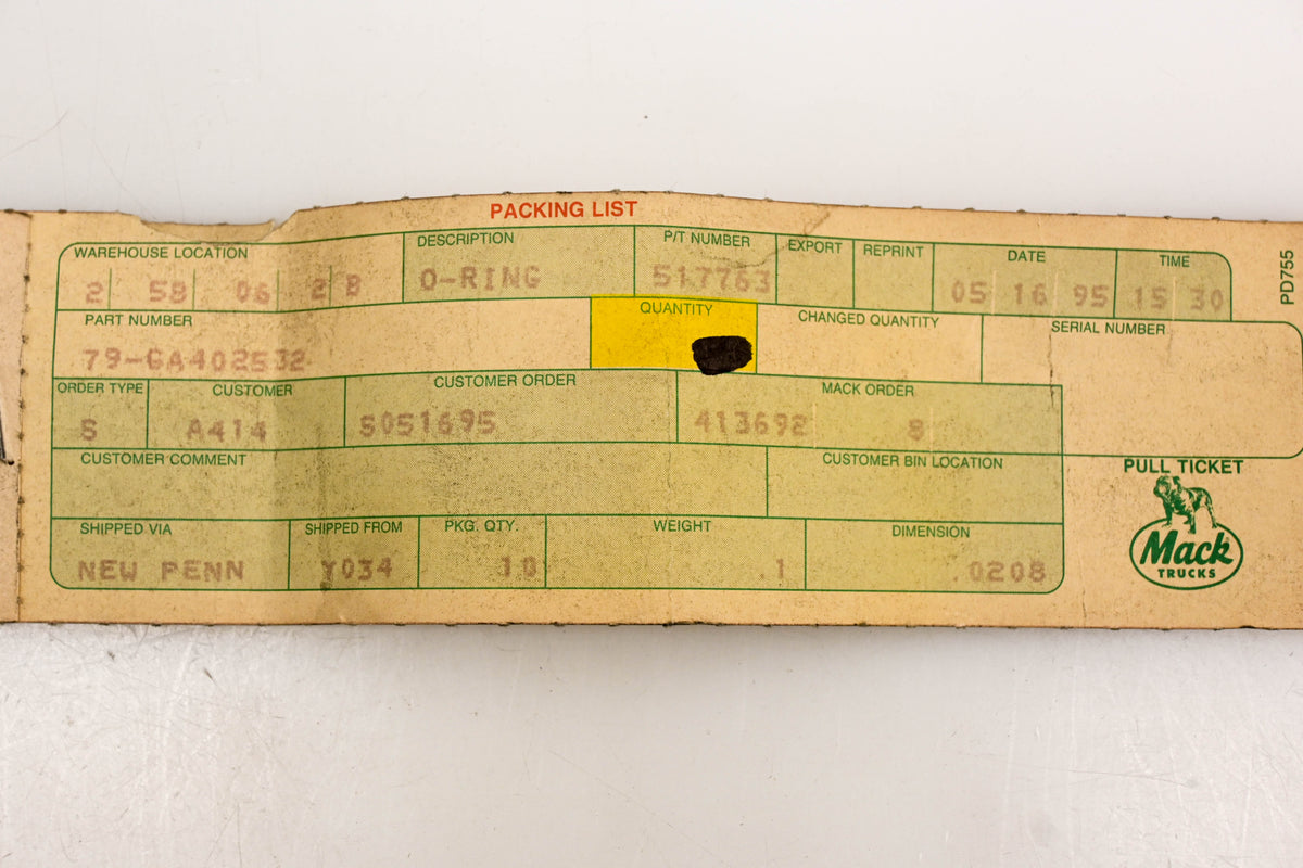 Mack 79-GA402532, 79GA402532 Ambac O-Ring NOS