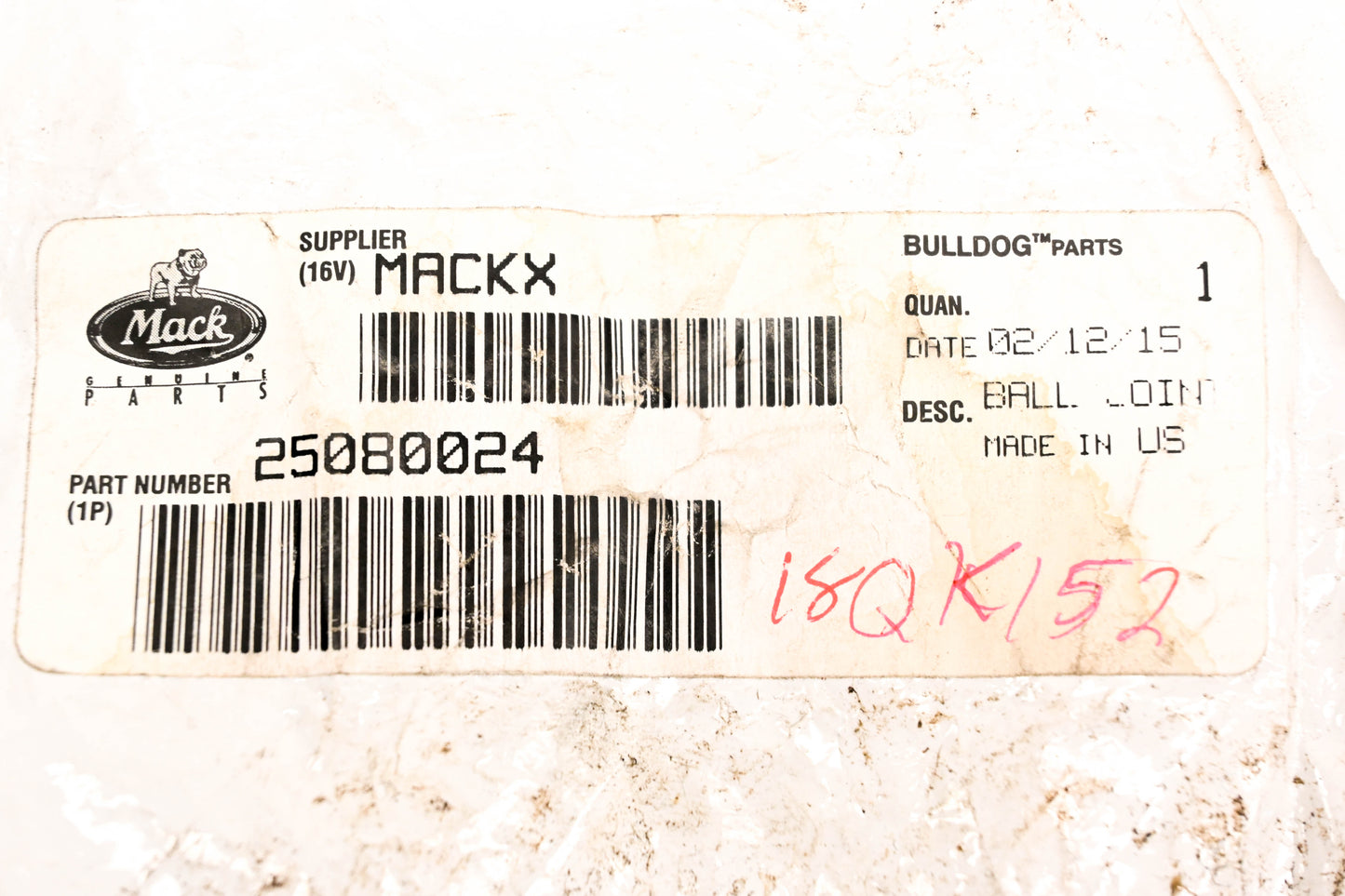 Mack 25080024, 18QK152 Ball Joint Assembly NOS