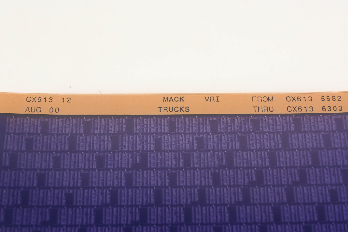 Mack CX613 12 CX6135682 - CX6136303 VRI Microfiche NOS