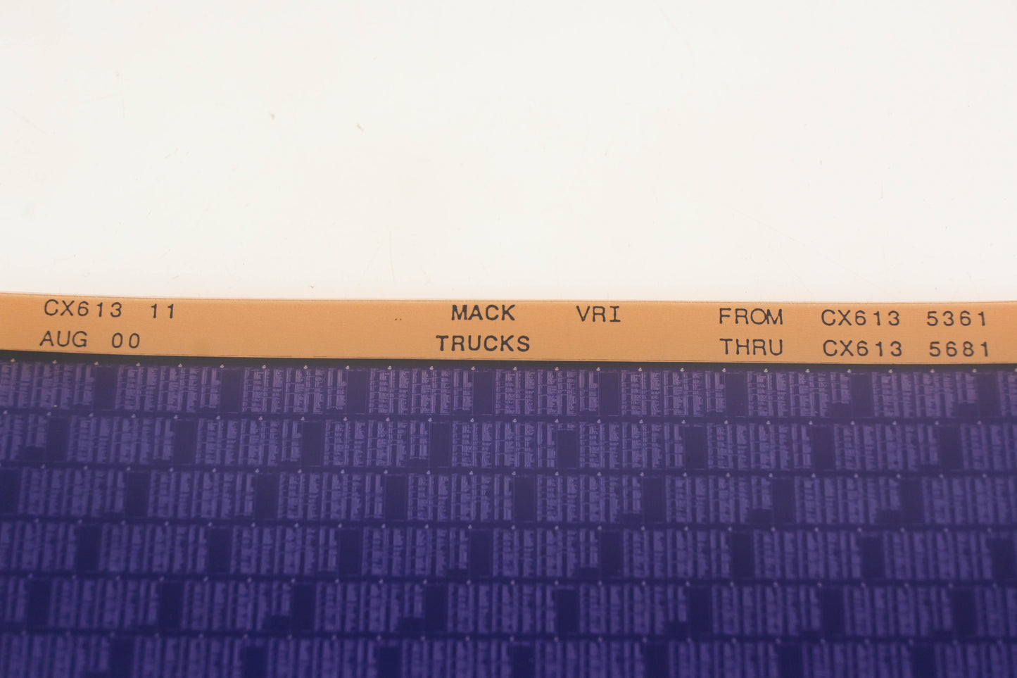 Mack CX613 11 CX6135361 - CX6135681 VRI Microfiche NOS