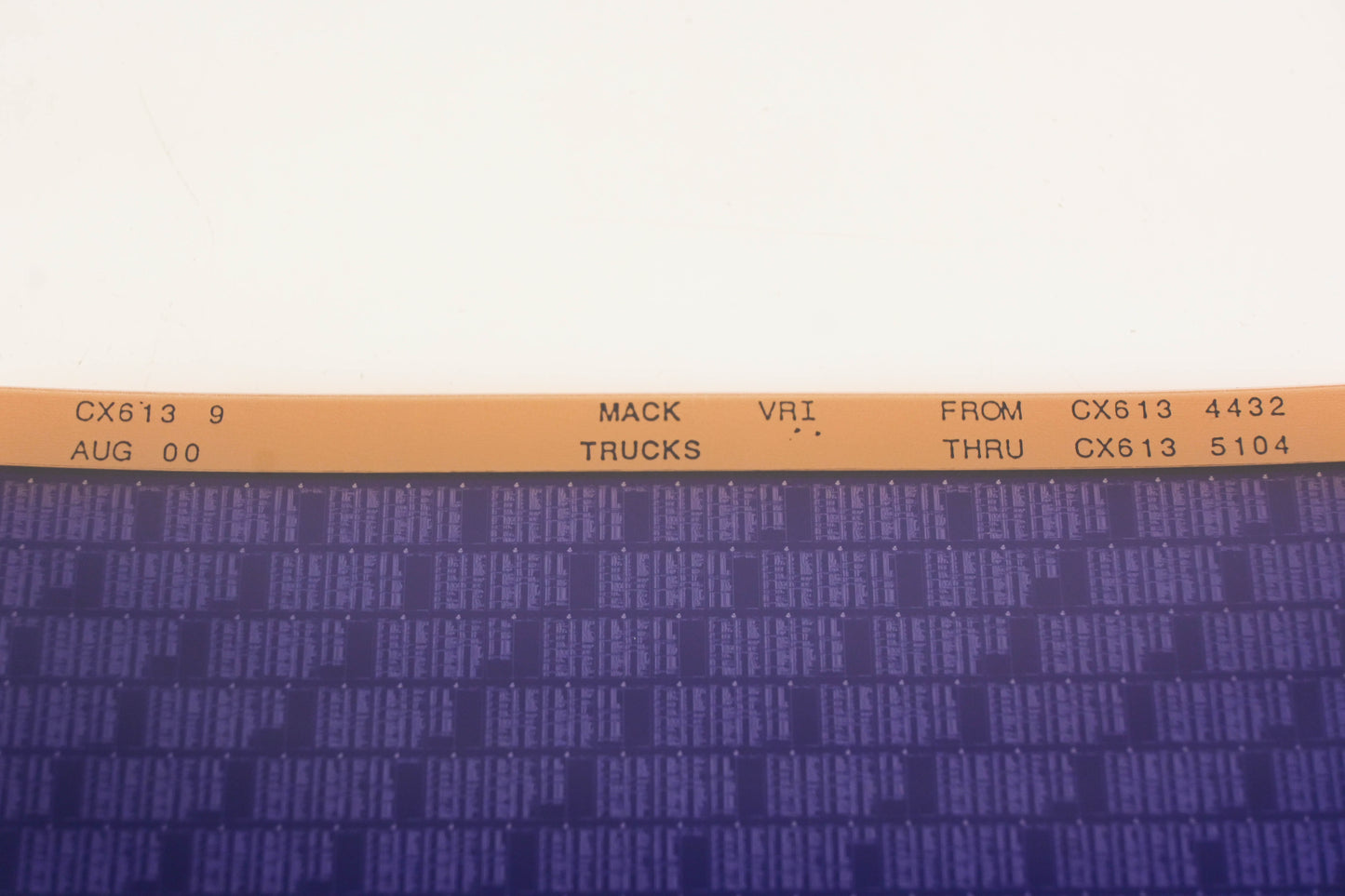 Mack CX613 9 CX6134432 - CX6135104 VRI Microfiche NOS