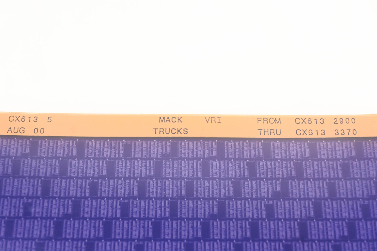 Mack CX613 5 CX6132900 - CX6133370 VRI Microfiche NOS
