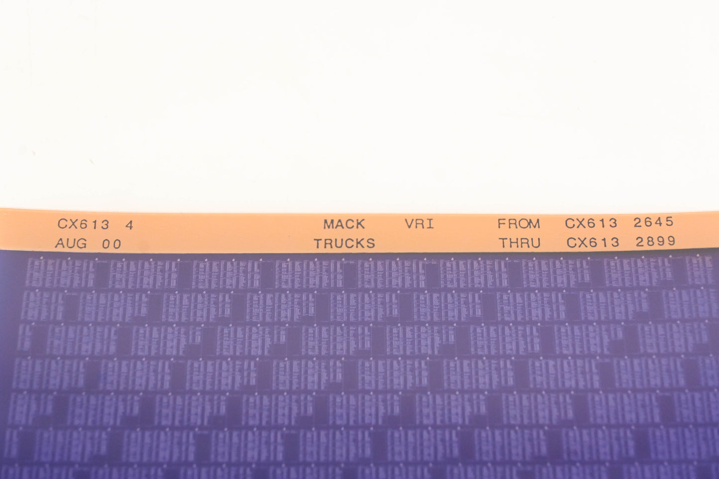 Mack CX613 4 CX6132645 - CX6132899 VRI Microfiche NOS