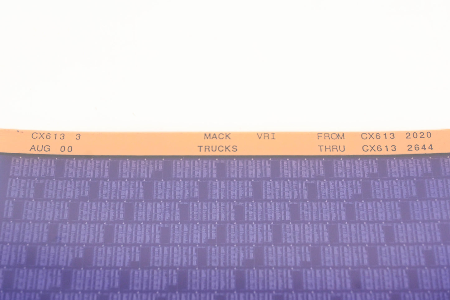 Mack CX613 3 CX6132020 - CX6132644 VRI Microfiche NOS