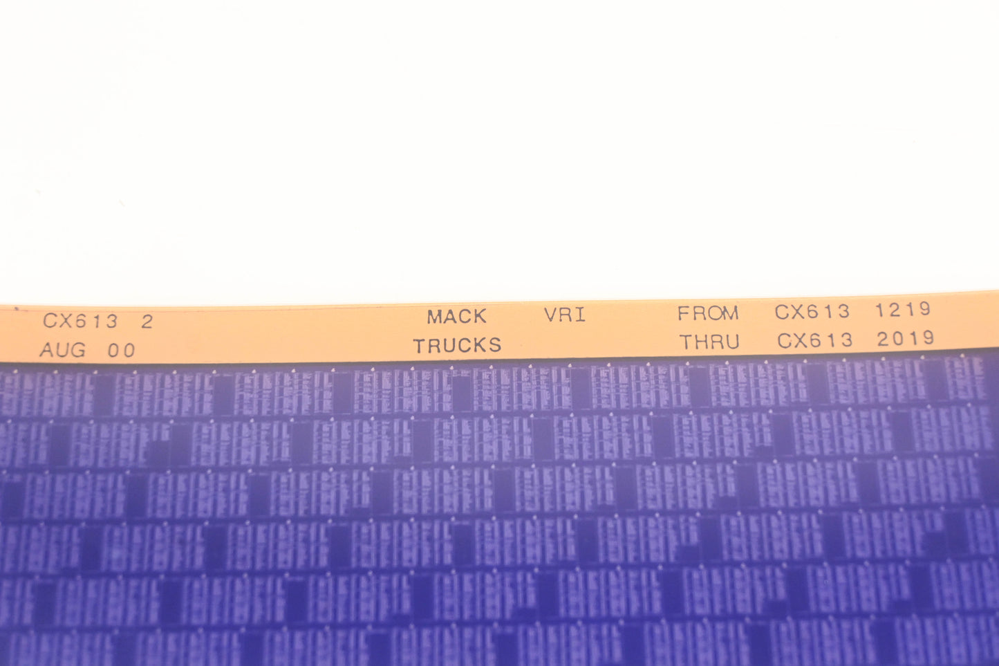 Mack CX613 2 CX6131219 CX6132019 VRI Microfiche NOS