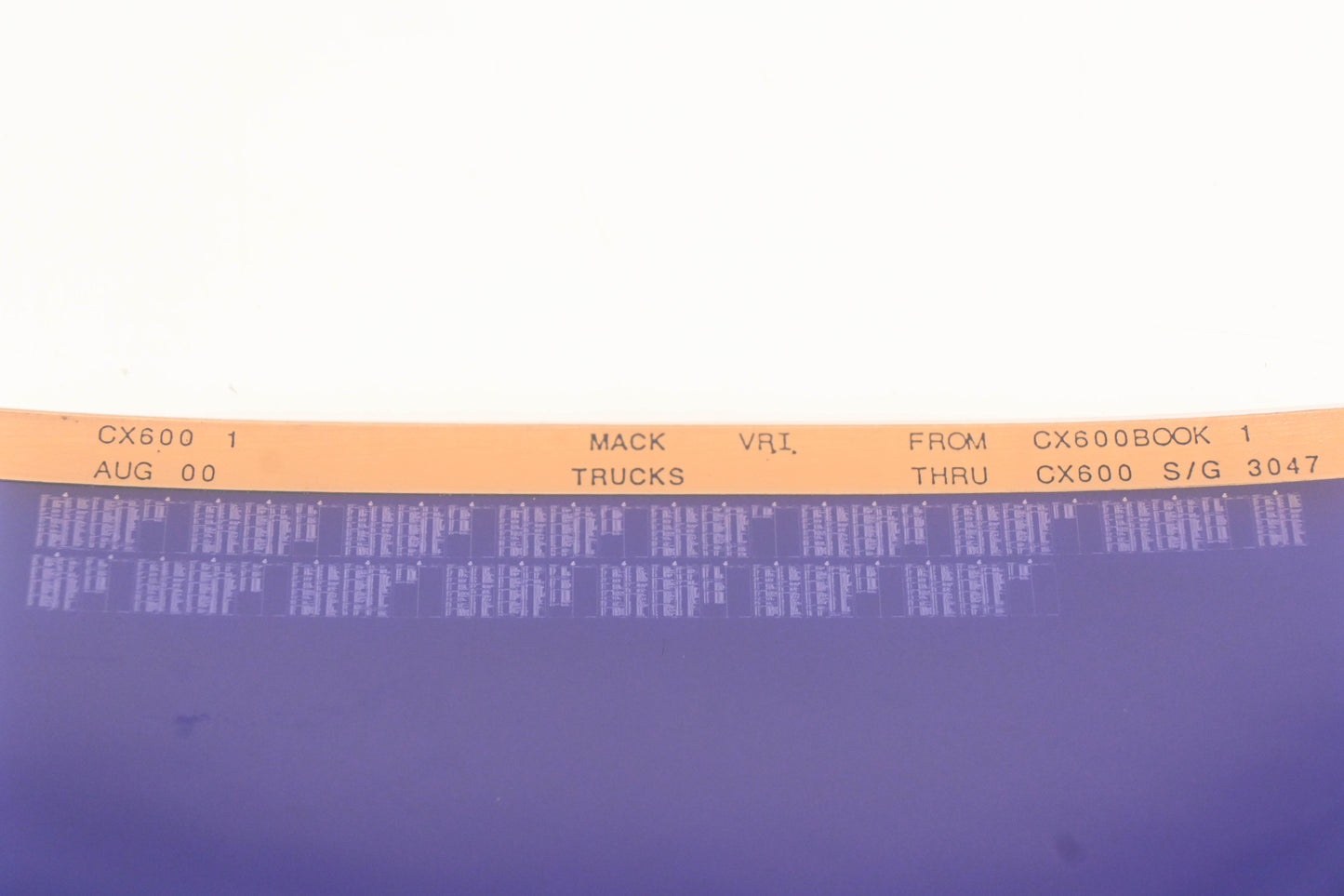 Mack CX600 1 CX600BOOK1 - CX600 S/G 3047 VRI Microfiche NOS