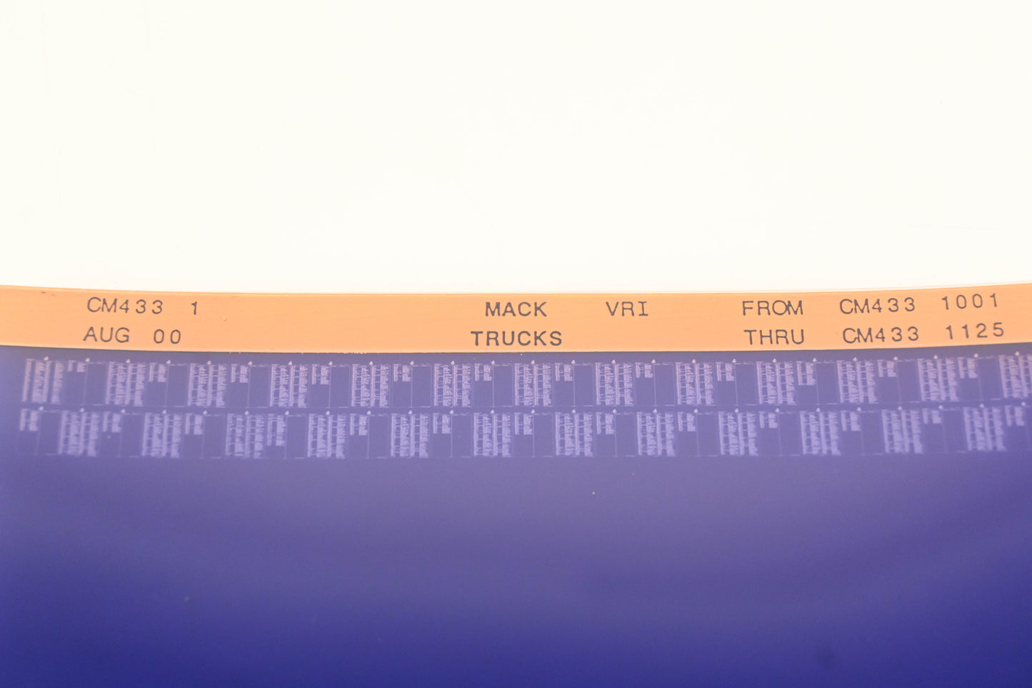 Mack CM433 1 CM4331001 - CM4331125 VRI Microfiche NOS