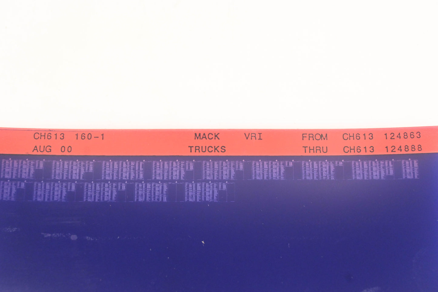 Mack CH613 160-1 CH613124863 - CH613124888 VRI Microfiche NOS