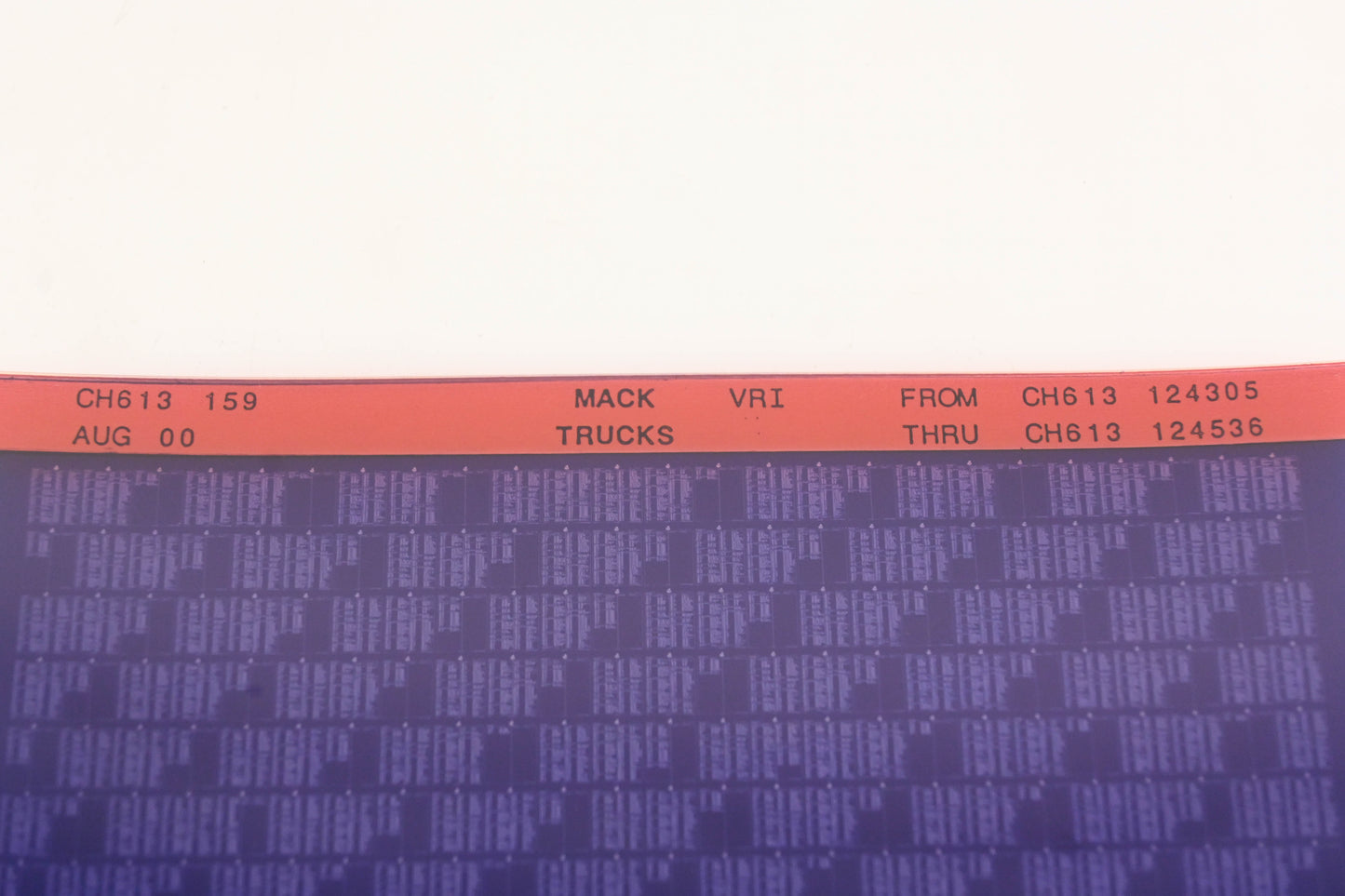 Mack CH613 159 CH613124305 - CH613124536 VRI Microfiche NOS