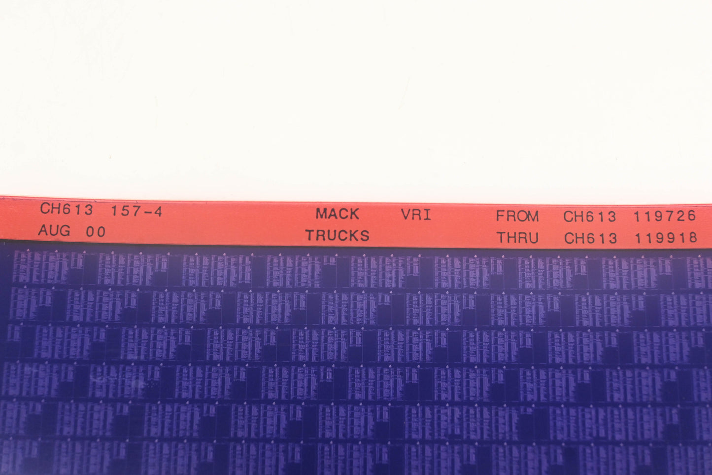 Mack CH613 157-4 CH613119726 - CH613119918 VRI Microfiche NOS