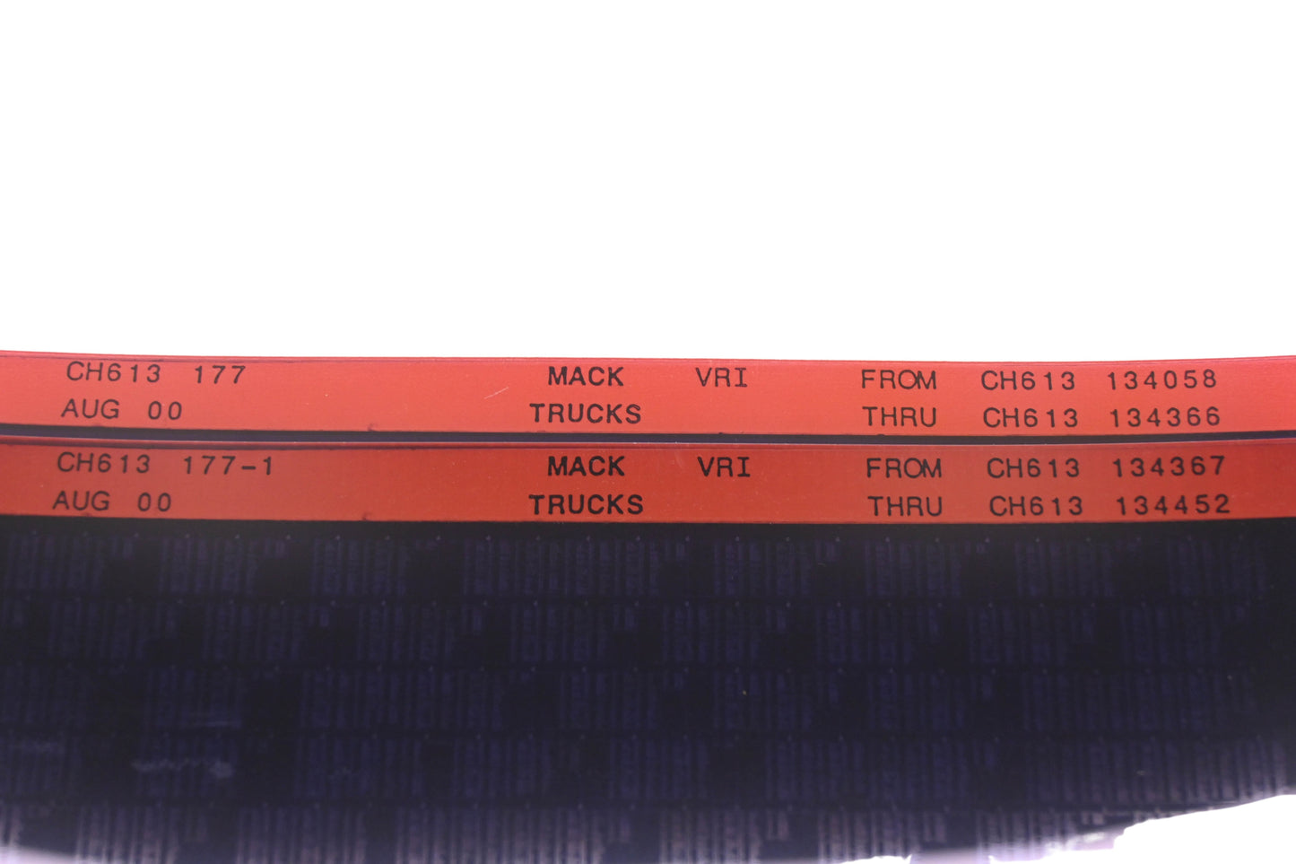 Mack CH613 177, CH613 177-1 CH613134058 - CH613134452 VRI Microfiche Lot of 2 NOS