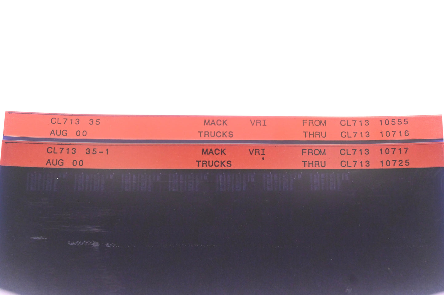 Mack CL713 35, CL713 35-1 CL71310555 - CL71310725 VRI Microfiche Lot of 2 NOS