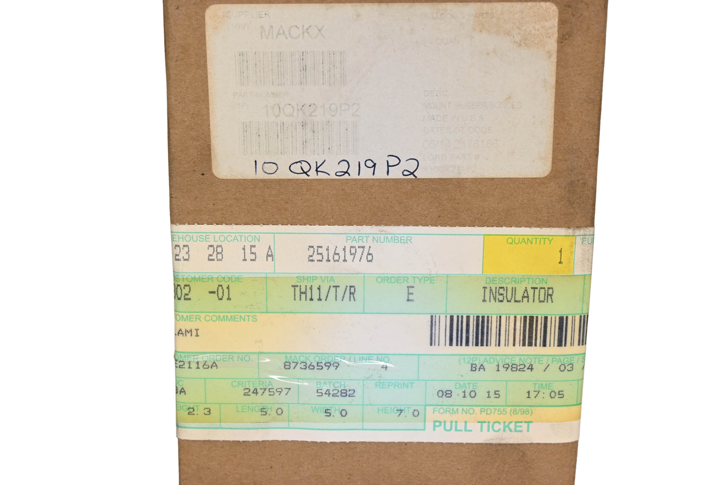 Mack 10QK219P2, 25161976 Lord Trunnion Bushing Insulator NOS