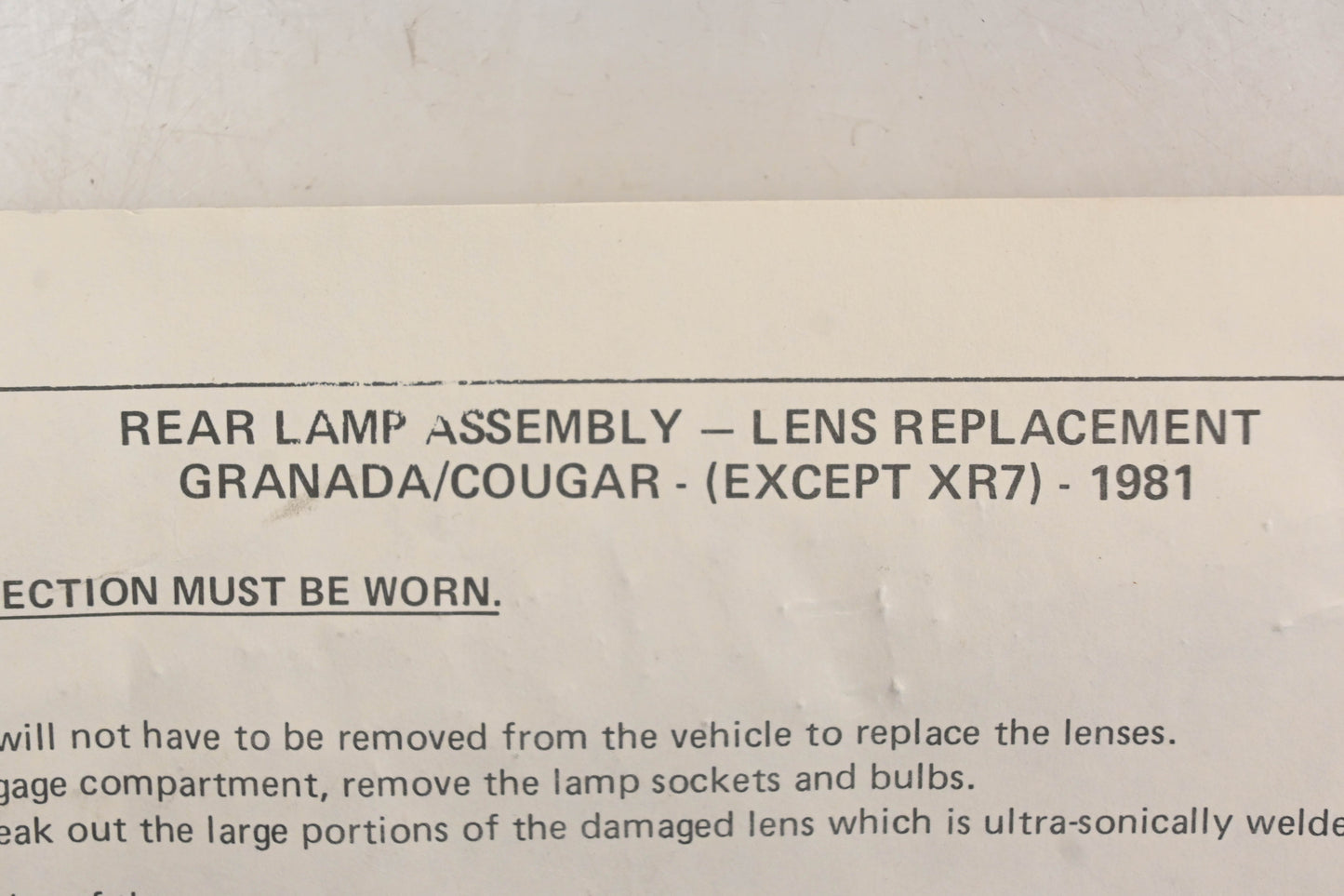 New OEM Ford PJ503-12 1981 Granada Cougar Rear Driver Side Replacement Lens Kit NOS