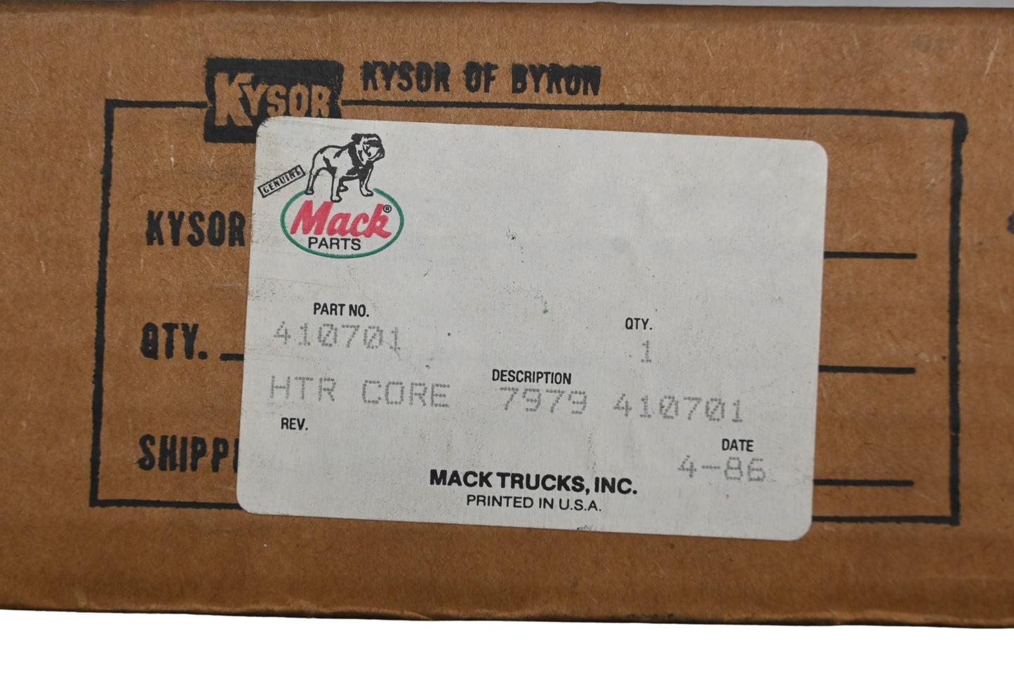 Mack 7979-410701, 410701 Kysor Radiator NOS