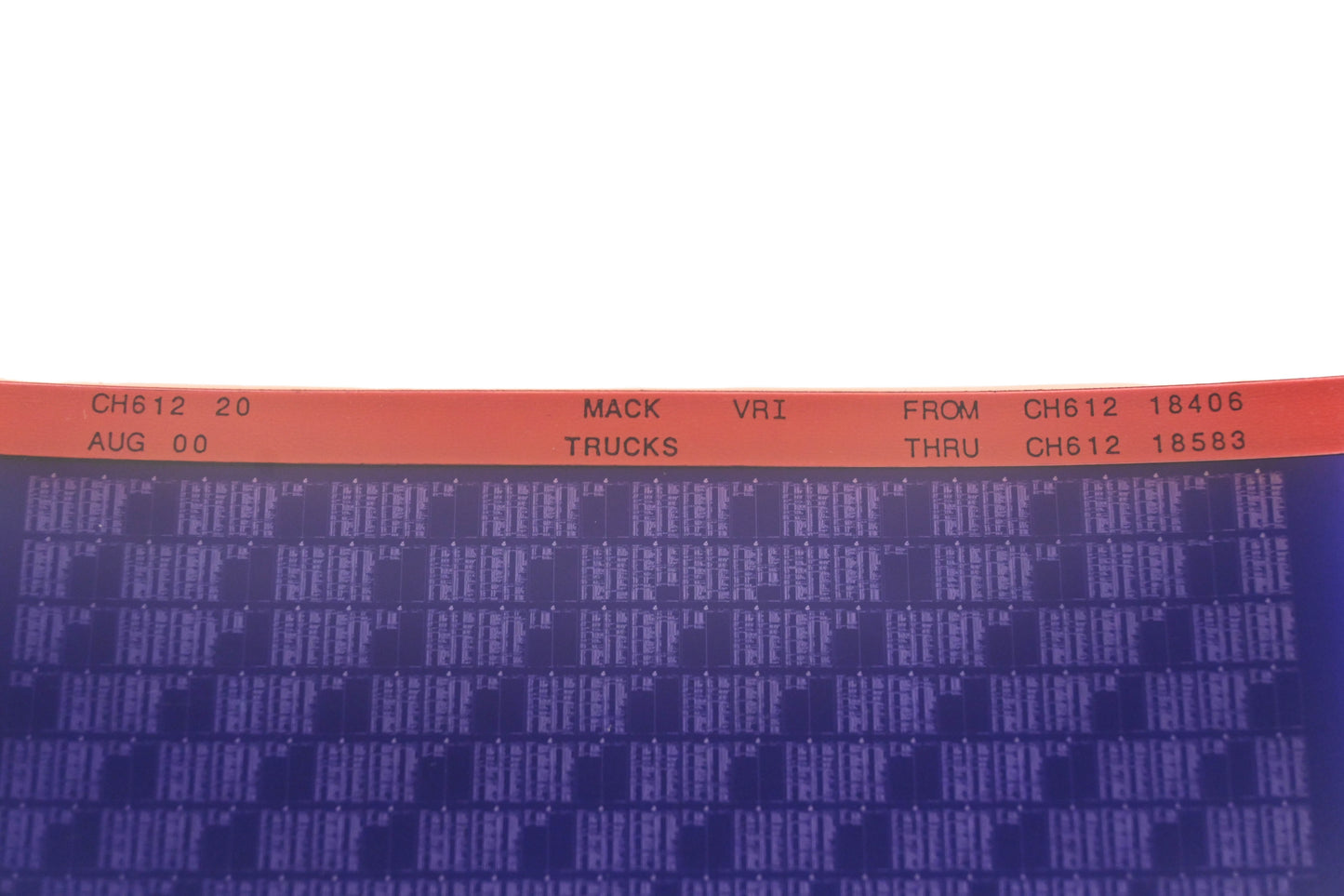 Mack CH612 20 CH61218404 - CH61218583 VRI Microfiche NOS