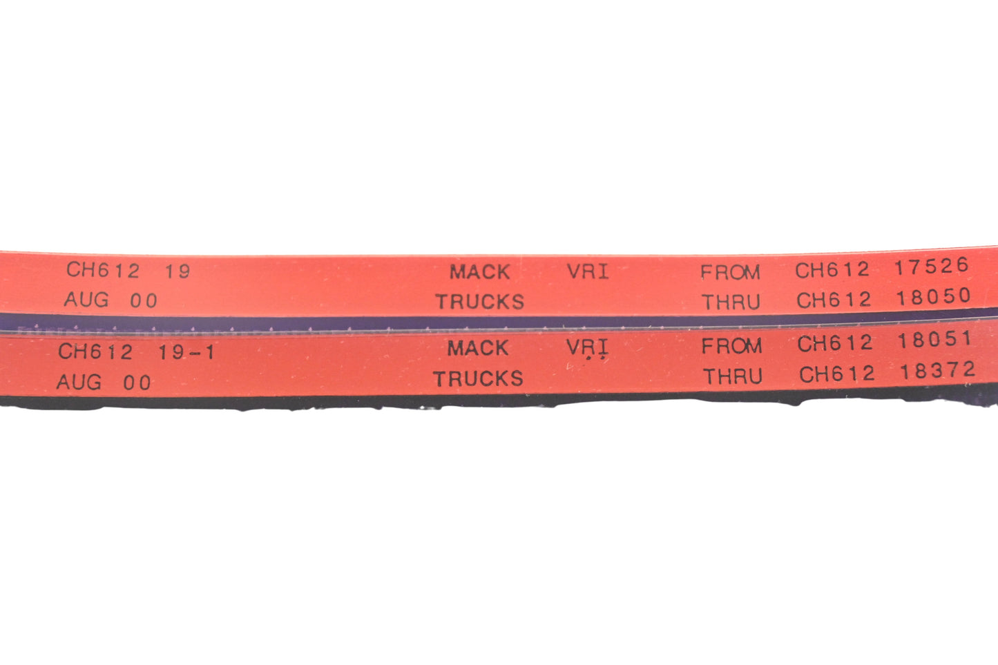 Mack CH612 19, CH612 19-1 CH61217526 - CH61218372 VRI Microfiche Lot of 2 NOS