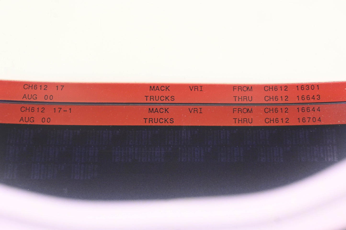 Mack CH612 17, CH612 17-1 CH61216301 - CH61216704 VRI Microfiche Lot of 2 NOS