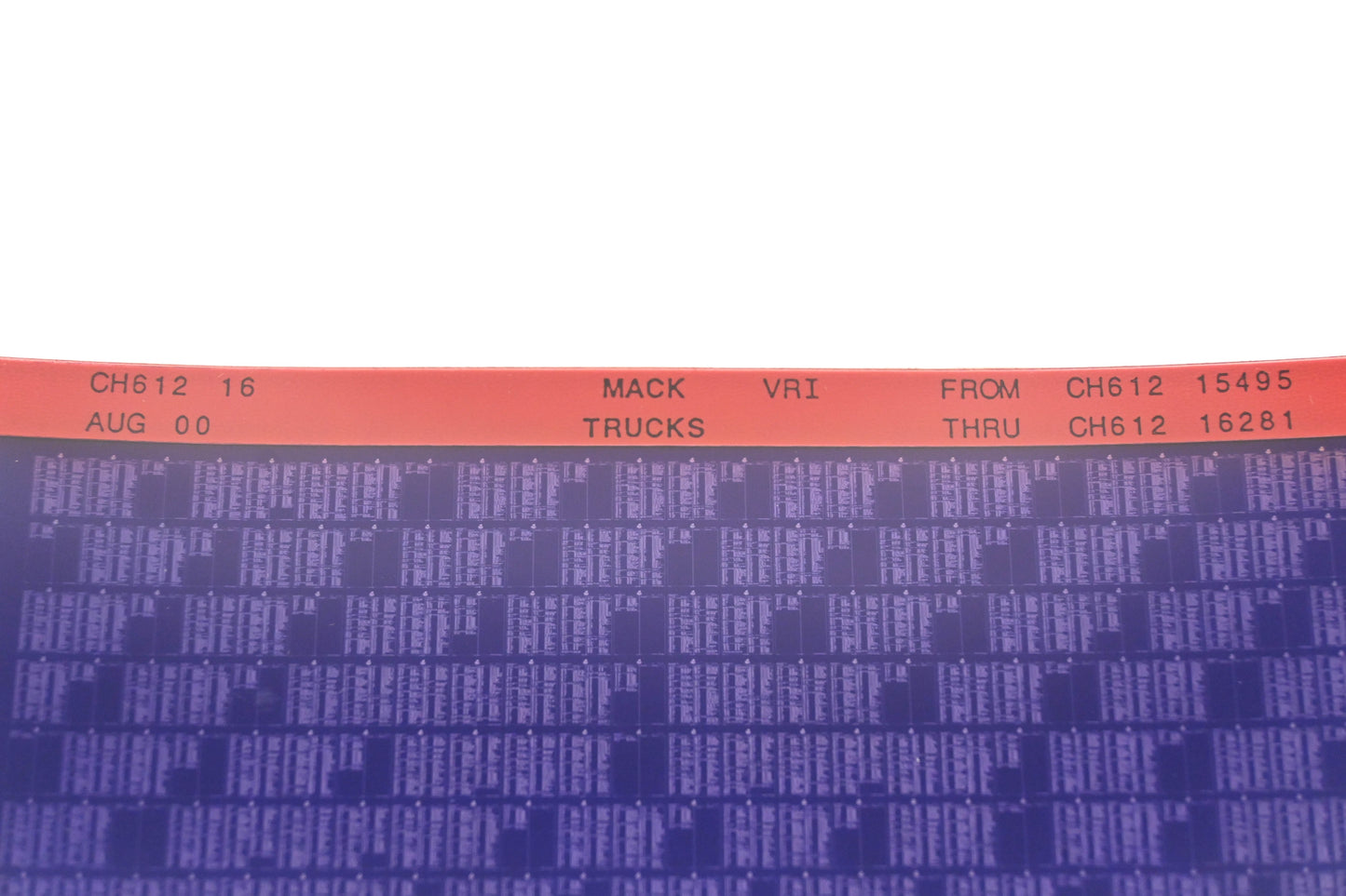 Mack CH612 16 CH61215495 - CH61216281 VRI Microfiche NOS