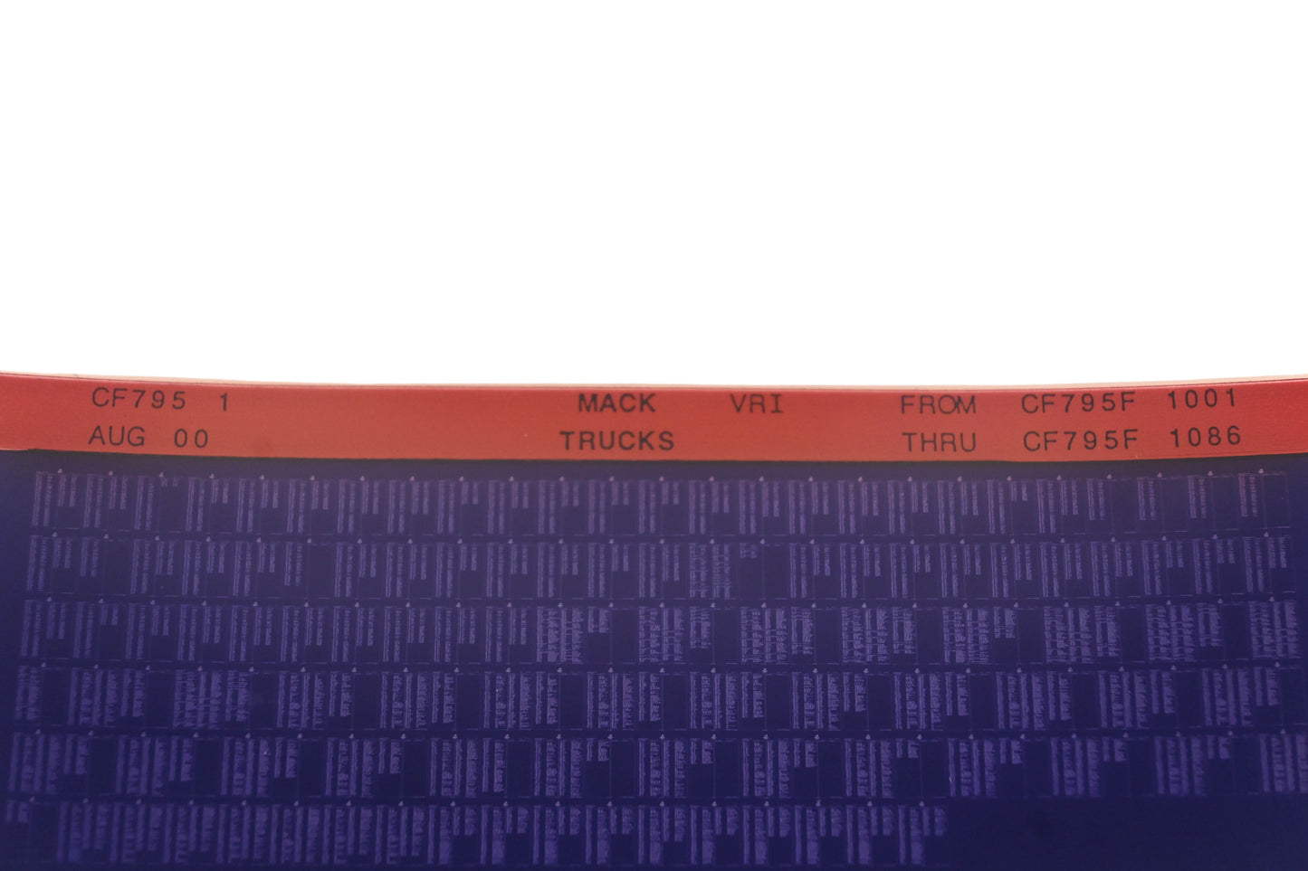 Mack CF795 1 CH795F1001 - CF795F1086 VRI Microfiche NOS
