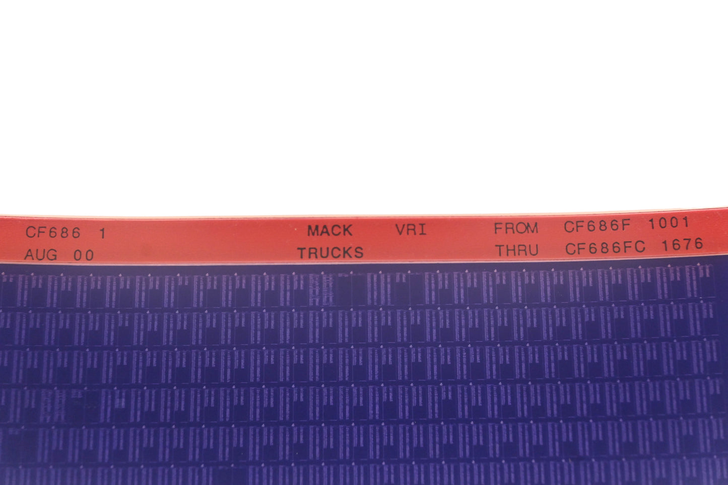 Mack CF686 1 CF686F1001 - CF686FC1676 VRI Microfiche NOS