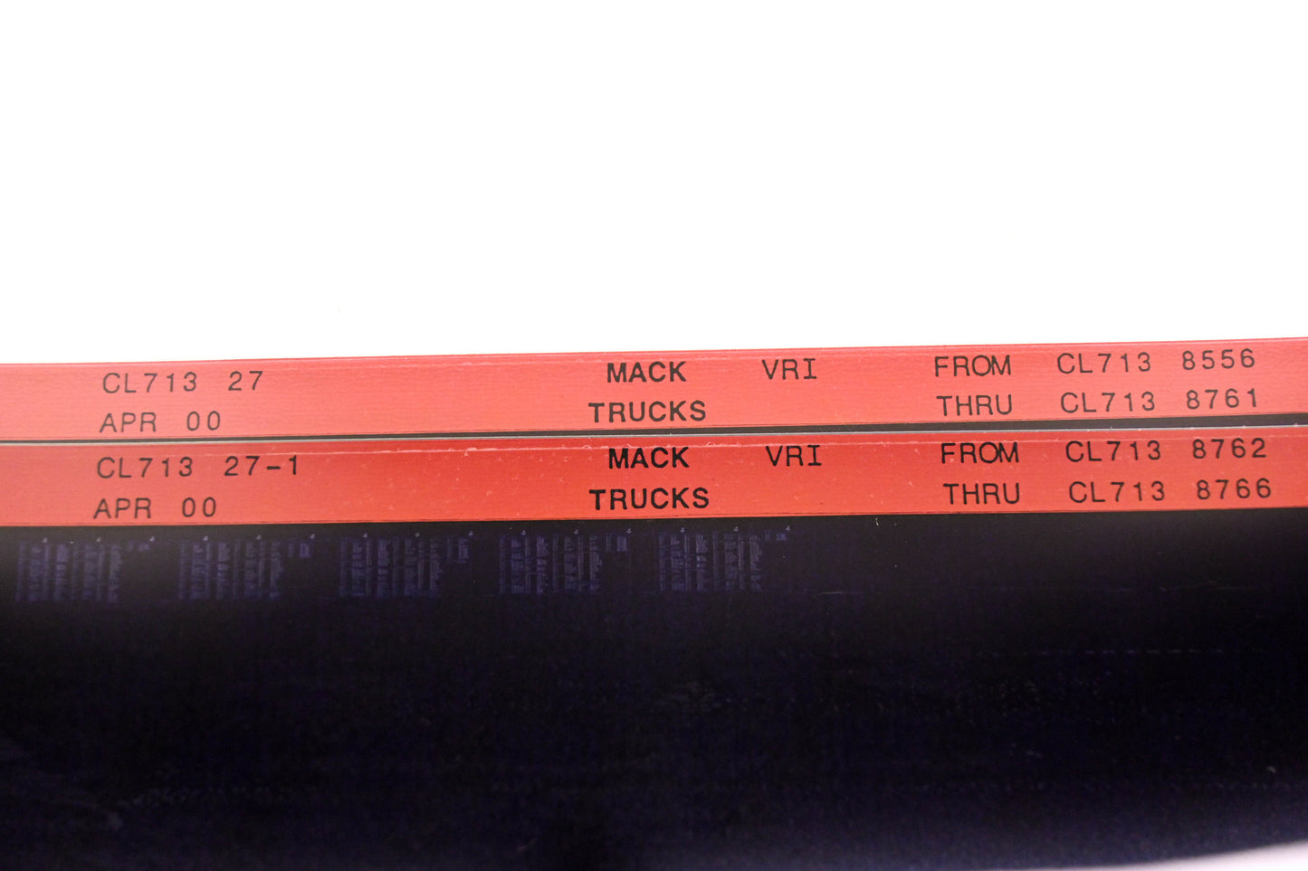 Mack CL713 27, CL713 27-1 CL7138556 - CL7138766 VRI Microfiche Lot of 2 NOS