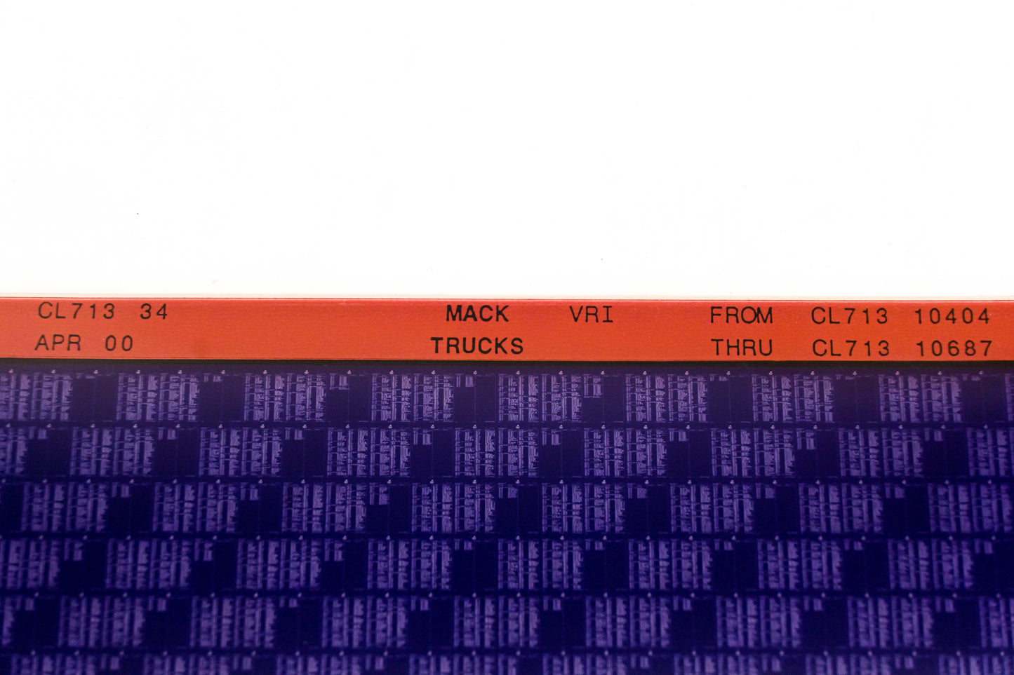 Mack CL713 34 CL71310404 - CL71310687 VRI Microfiche NOS