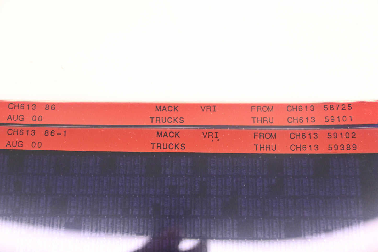 Mack CH613 86, CH613 86-1 CH61358725 - CH61359389 VRI Microfiche Lot of 2 NOS