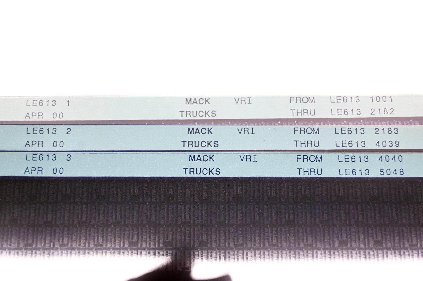 Mack LE613 1, LE613 2, LE613 3 LE6131001 - LE6135048 VRI Microfiche Lot of 3 NOS