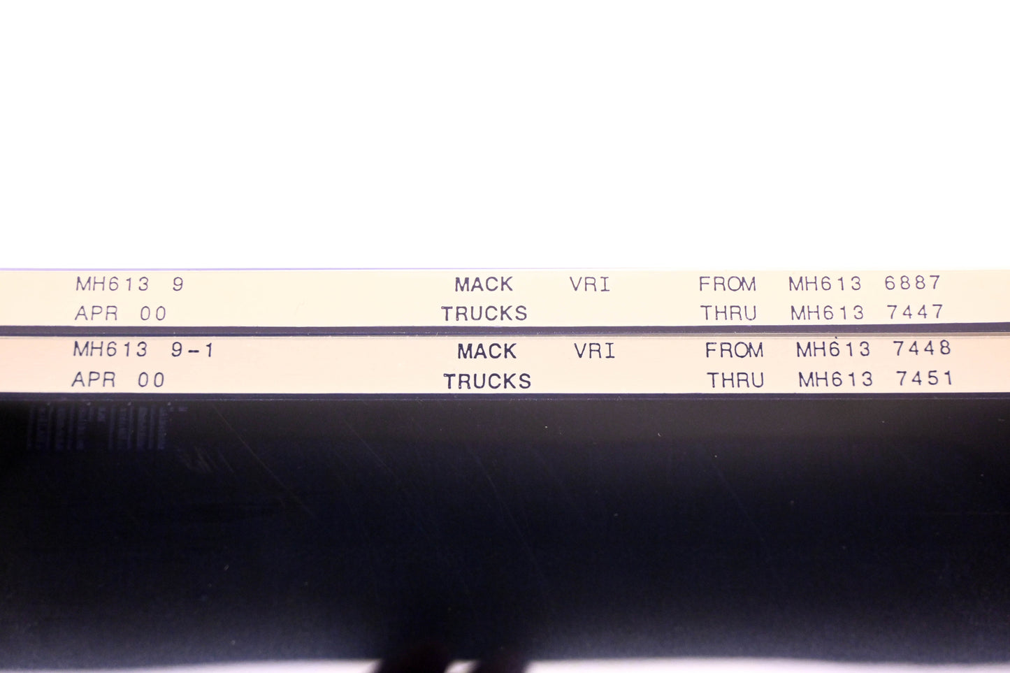 Mack MH613 9, MH613 9-1 MH6136887 - MH6137451 VRI Microfiche Lot of 2 NOS