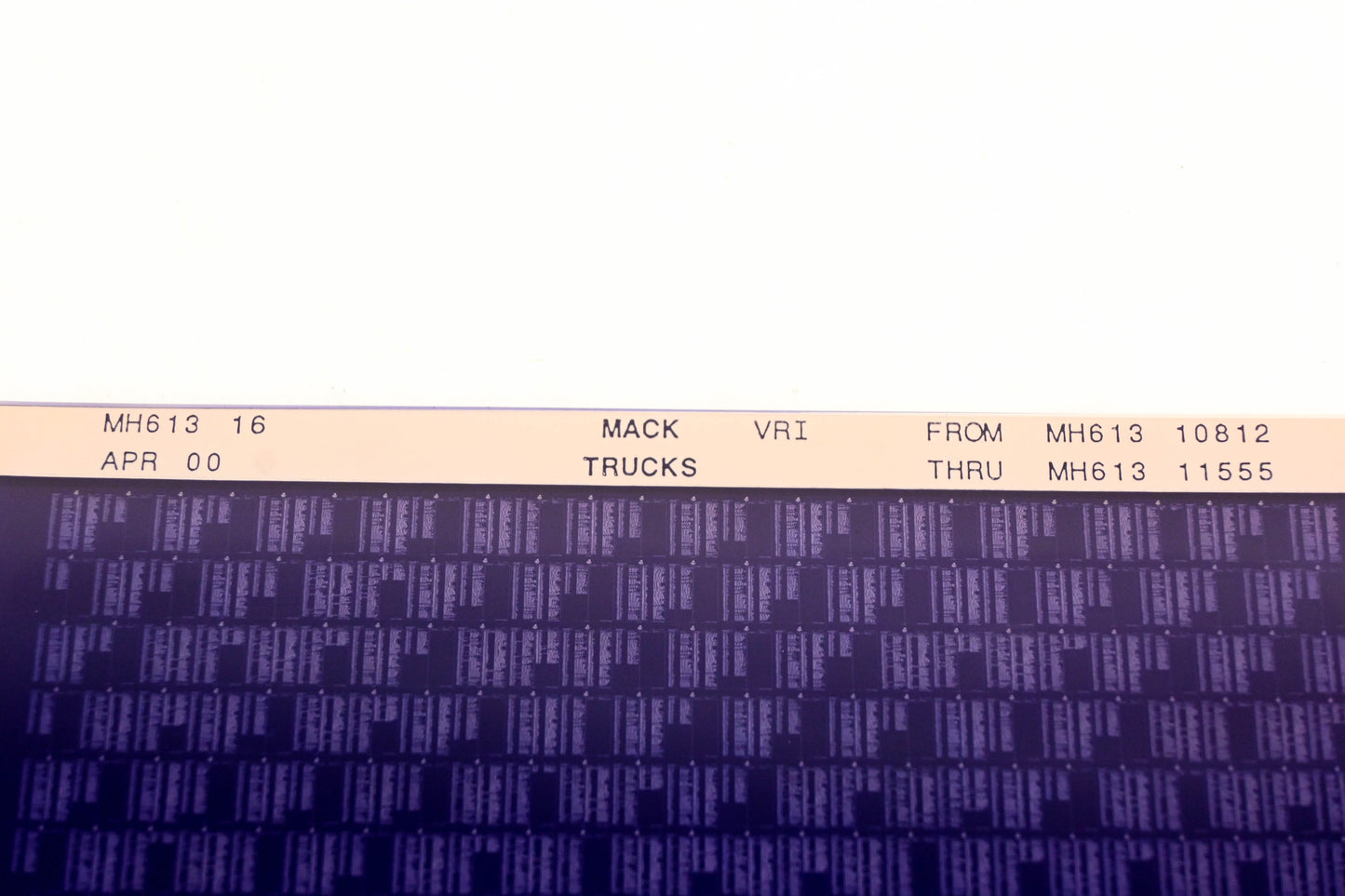 Mack MH613 16 MH61310812 - MH61311555 VRI Microfiche NOS