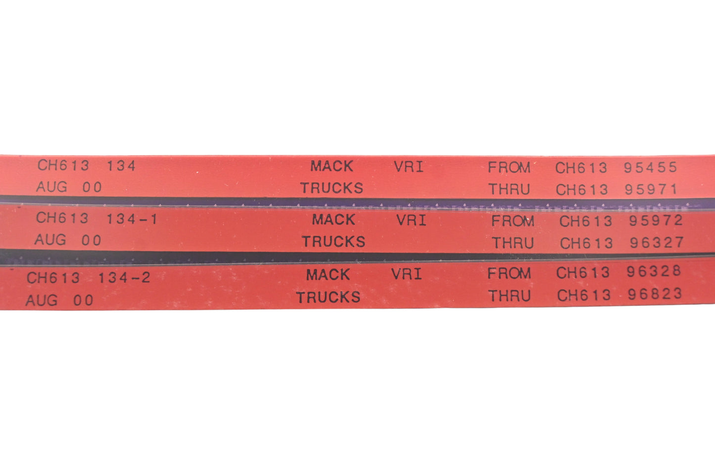 Mack CH613 134, CH613 134-1, CH613 134-2 CH61395455 - CH61396823 VRI Microfiche Lot of 3 NOS