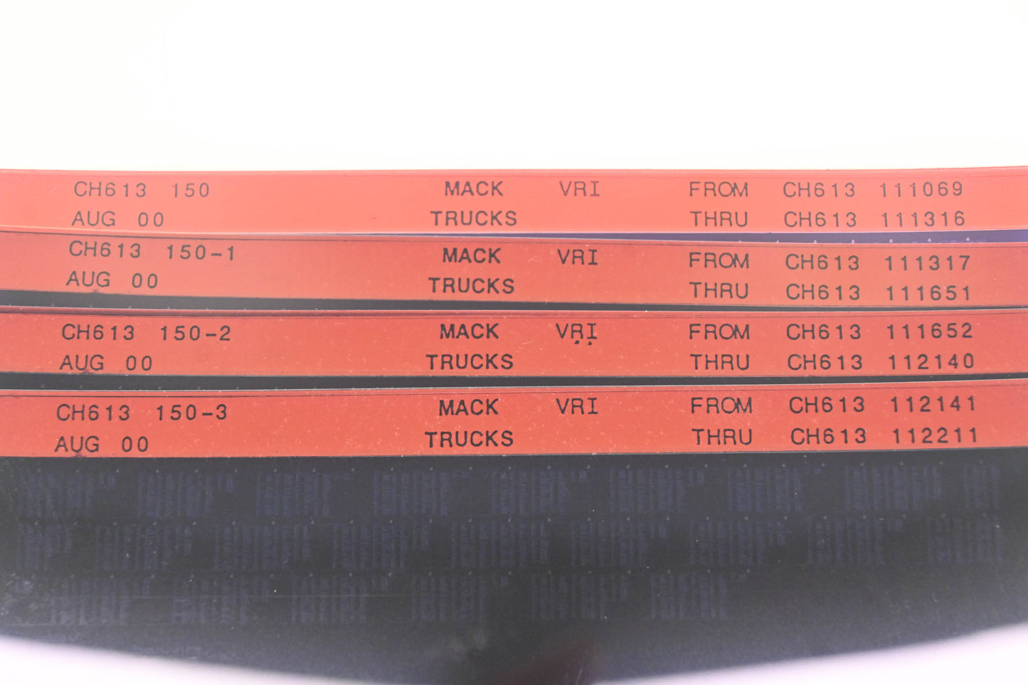 Mack CH613 150, CH613 150-1, CH613 150-3 CH613111069 - CH613112211 VRI Microfiche Lot of 4 NOS