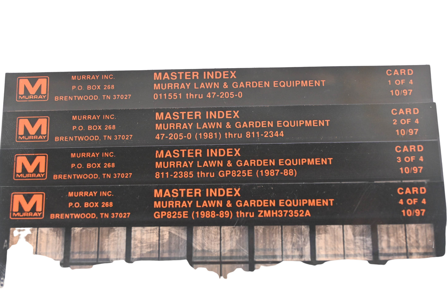 Murray AN002-95 Master Index Lawn & Garden Equipment Rev:12/97 Microfiche Lot