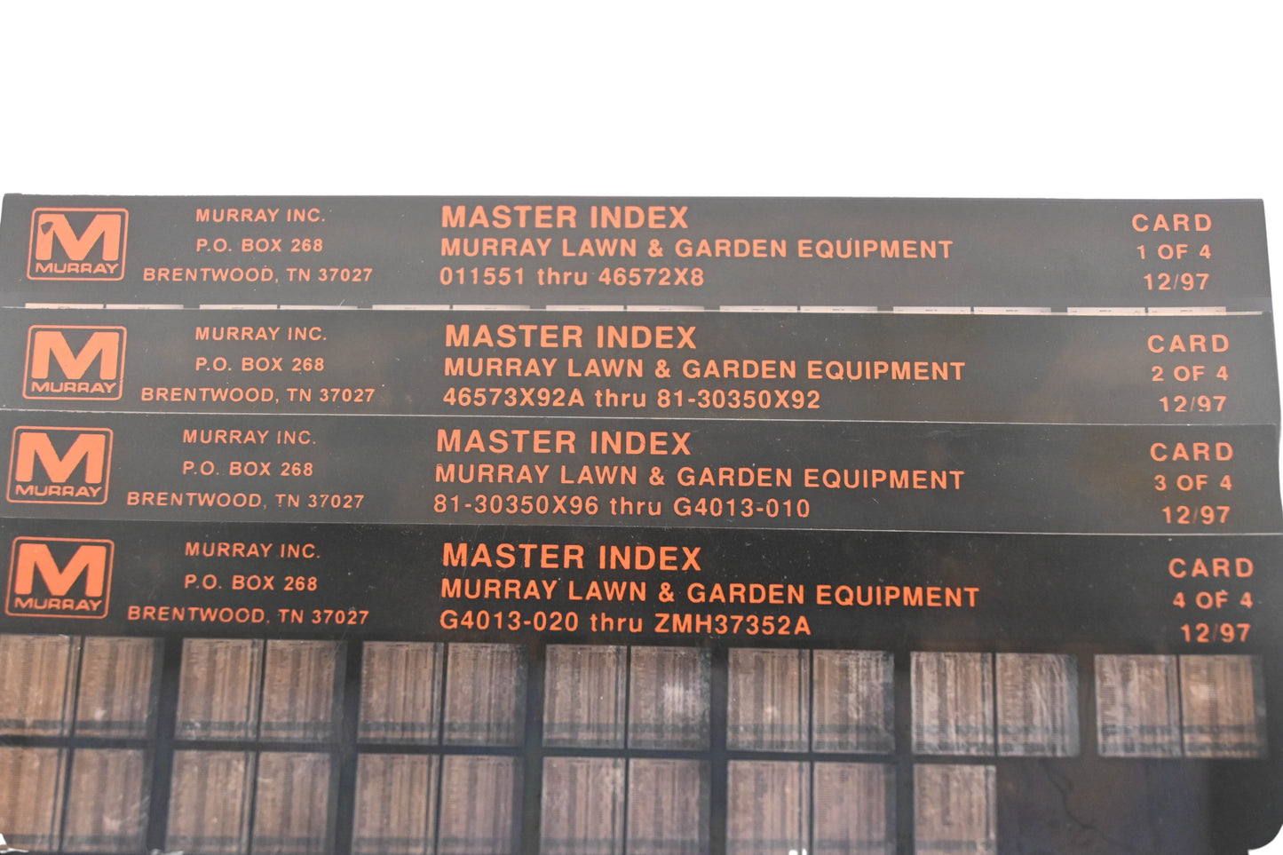 Murray AN002-96 Master Index Lawn & Garden Equipment Rev:10/97 Microfiche Lot