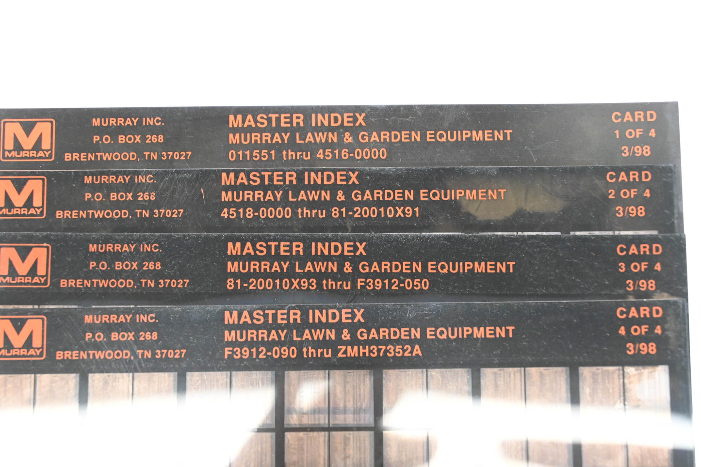 Murray AN002-99 Master Index Lawn & Garden Equipment Rev:3/98 Microfiche Lot