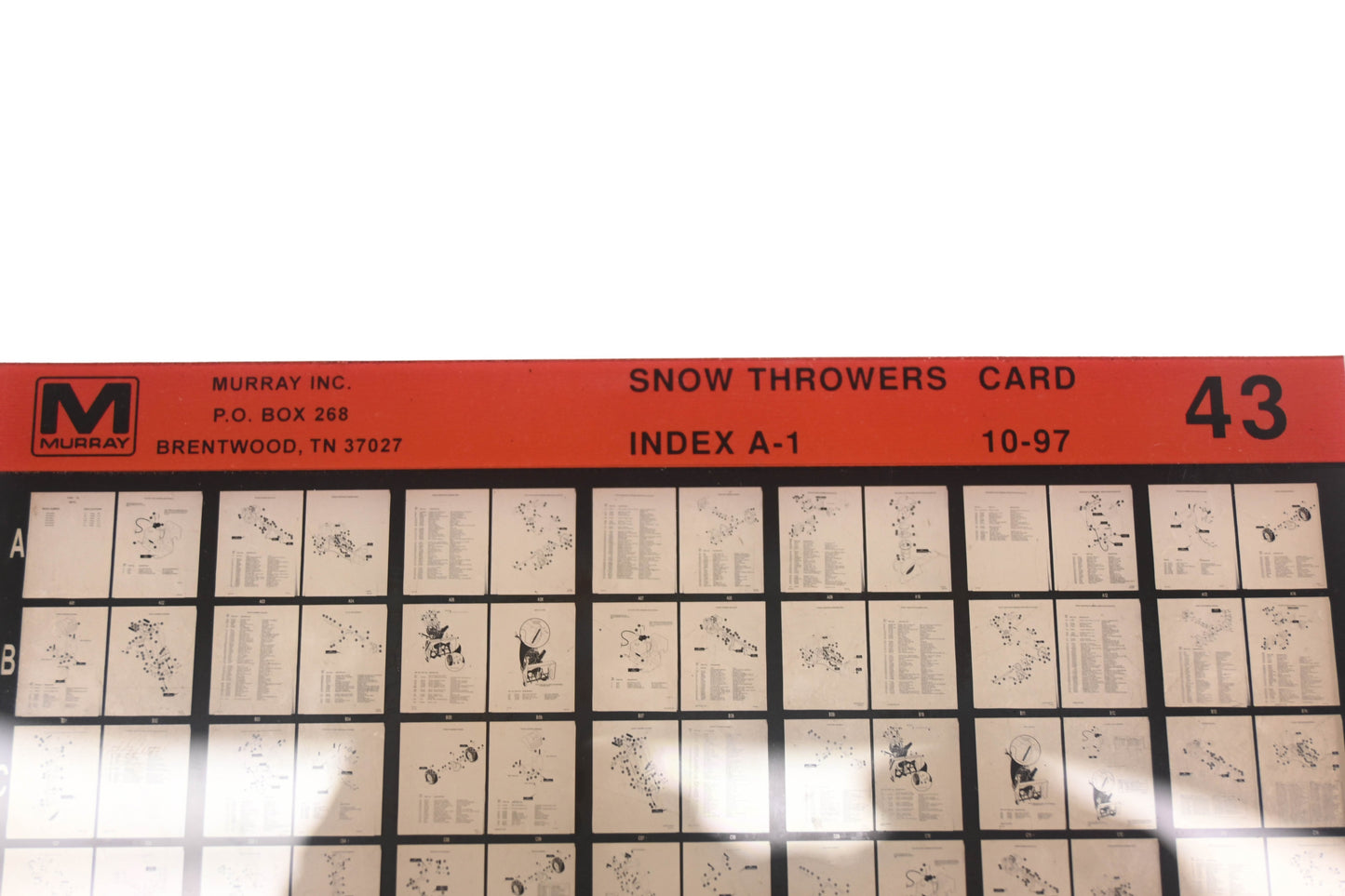Murray 43 Snow Throwers Index A-1 Rev:10/97 Microfiche