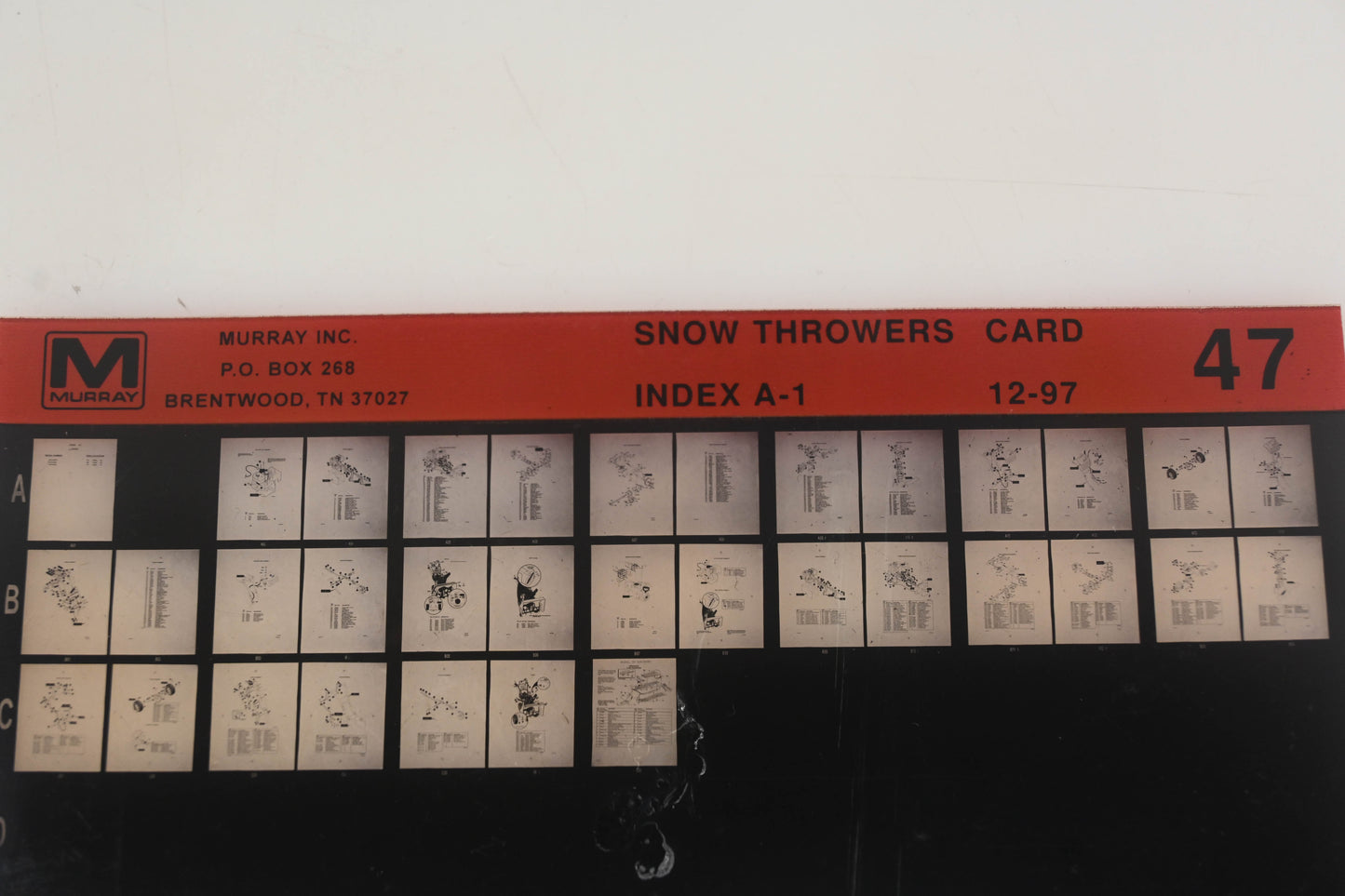 Murray 47 Snow Throwers Index A-1 Rev:12/97 Microfiche
