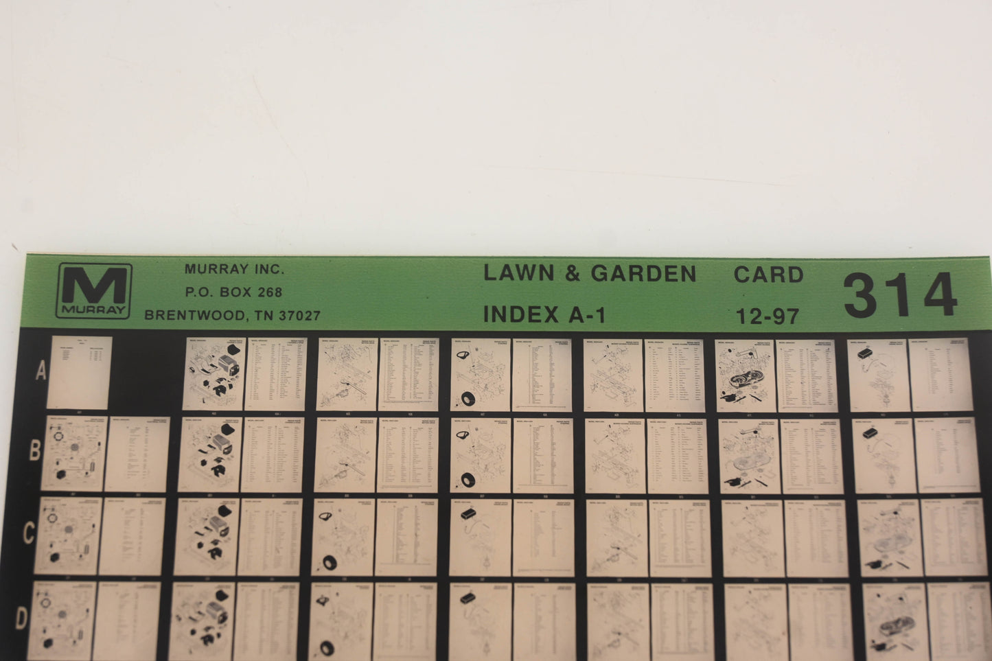 Murray 314 Lawn & Garden Index A-1 Rev:12/97 Microfiche