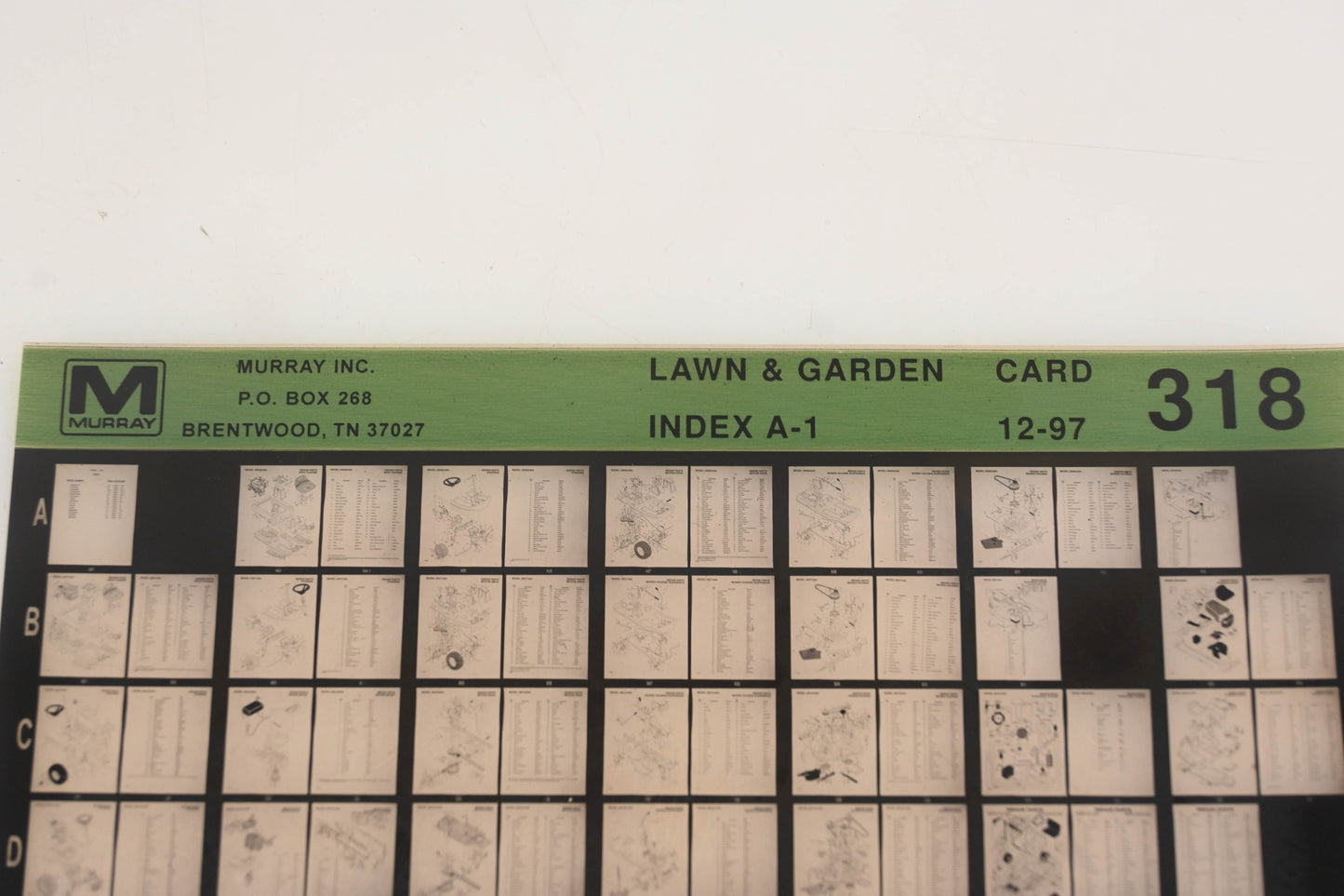 Murray 318 Lawn & Garden Index A-1 Rev:12/97 Microfiche