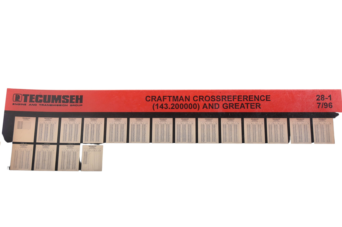 OEM Tecumseh 28-1 Craftsman Cross Reference 143.200000+ Rev7/96 Microfiche